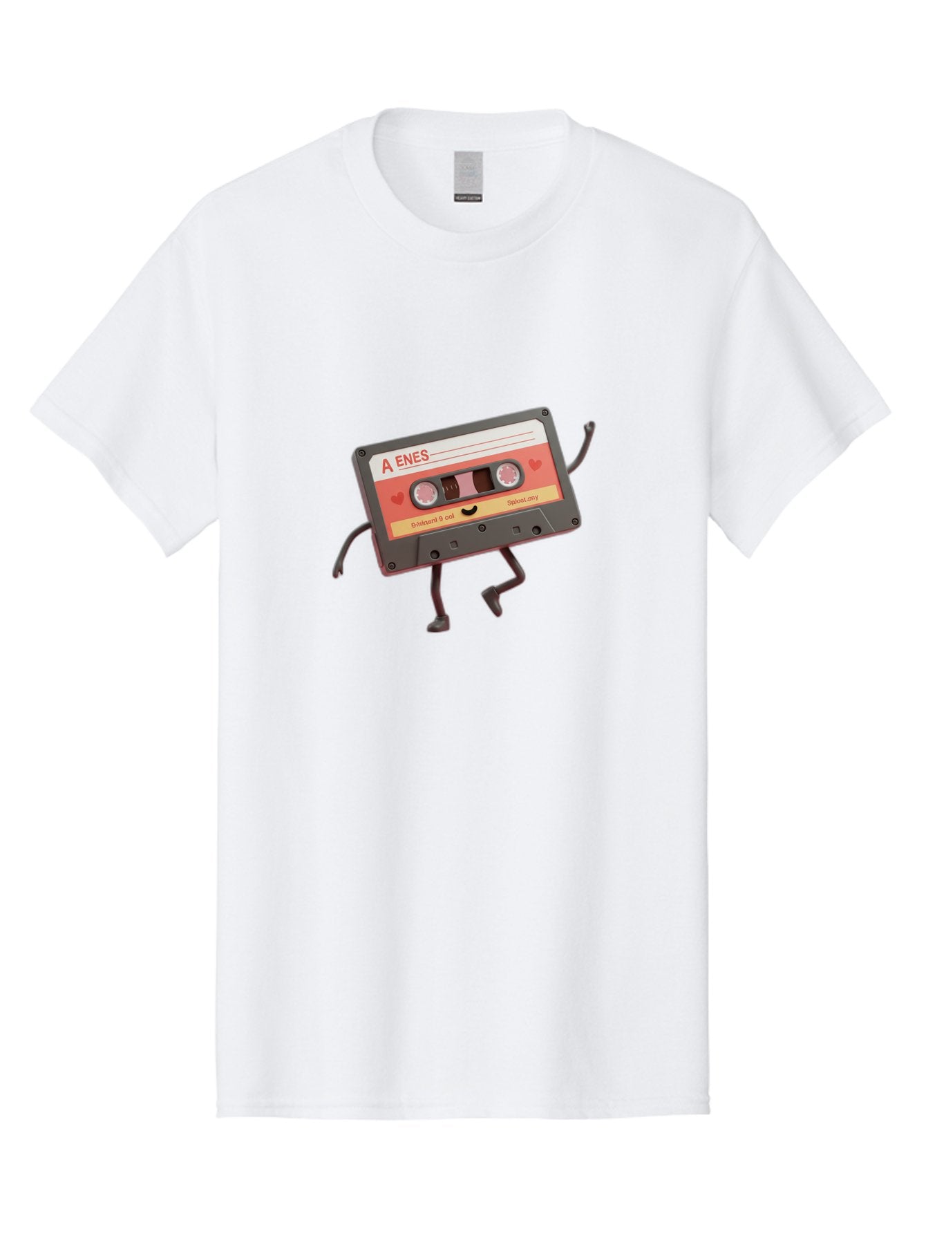 Cassette-Tape-A-Enes Men'S Graphic Tee, 100% Cotton, Comfortable Casual Summer Wear, Machine Washable, Vintage Cassette Tape, Retro Music, Nostalgic Vibes, Cartoon Character, Funny Illustration, Playful Design, A Enes Label, Cassette With Legs Baa270 14
