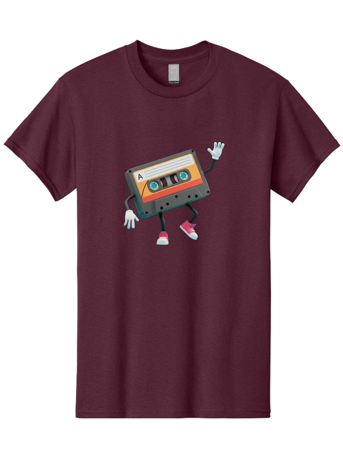 Cassette-Tape-A Men'S Graphic Tee, 100% Cotton, Comfortable Casual Summer Wear, Machine Washable, Retro Cassette Tape, Anthropomorphic Cassette, Cartoon Character, Mixtape Nostalgia, Retro Music, Funky Art, Playful Design, Vintage Vibes, Baa271