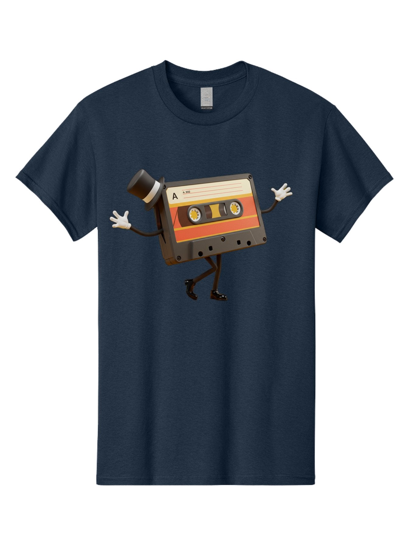 Cassette-Tape Men'S Graphic Tee, 100% Cotton, Comfortable Casual Summer Wear, Machine Washable, Retro Cassette Tape, Anthropomorphic Design, Top Hat, Gloves, Stick Figure Legs, Vintage Audio, Nostalgic Charm, Playful Illustration, Baa274 14