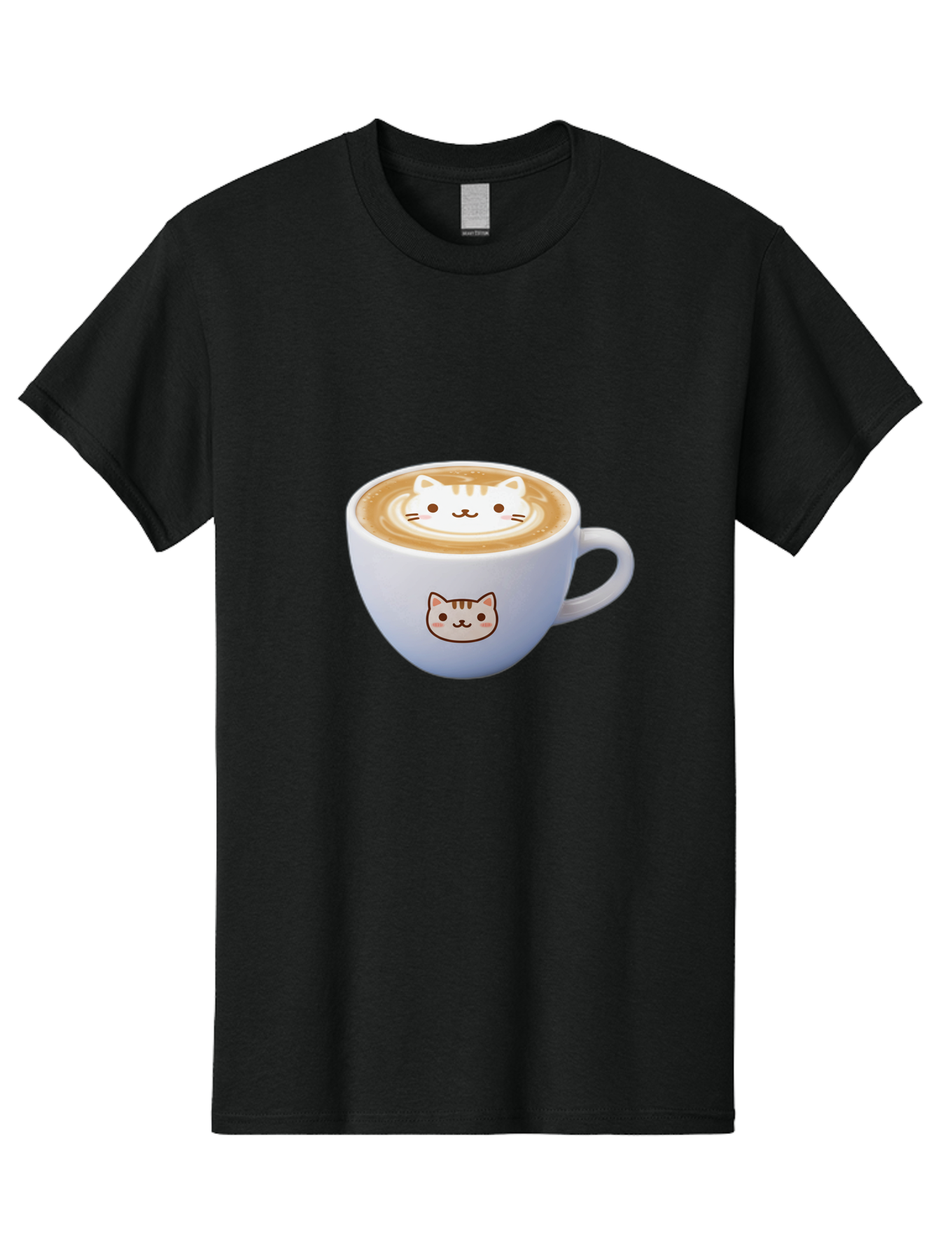 Cat-Coffee Men'S Graphic Tee, 100% Cotton, Comfortable Casual Summer Wear, Machine Washable, Cat Face Latte Art, Coffee Cup Design, Feline Illustration, Cute Cat Graphics, Coffee Culture, Latte Art, Adorable Cat Face Baa275 7