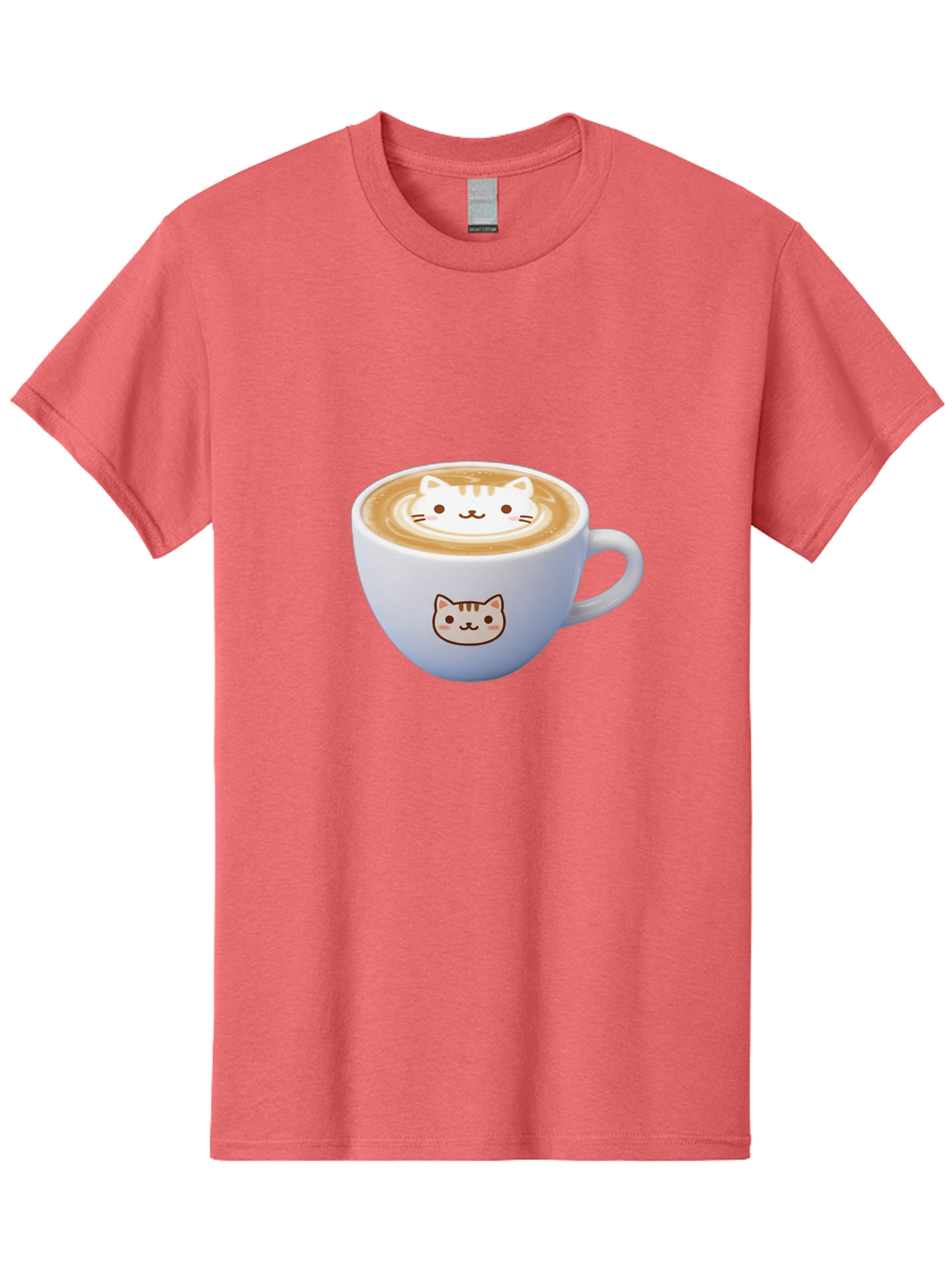 Cat-Coffee Men'S Graphic Tee, 100% Cotton, Comfortable Casual Summer Wear, Machine Washable, Cat Face Latte Art, Coffee Cup Design, Feline Illustration, Cute Cat Graphics, Coffee Culture, Latte Art, Adorable Cat Face Baa275 19