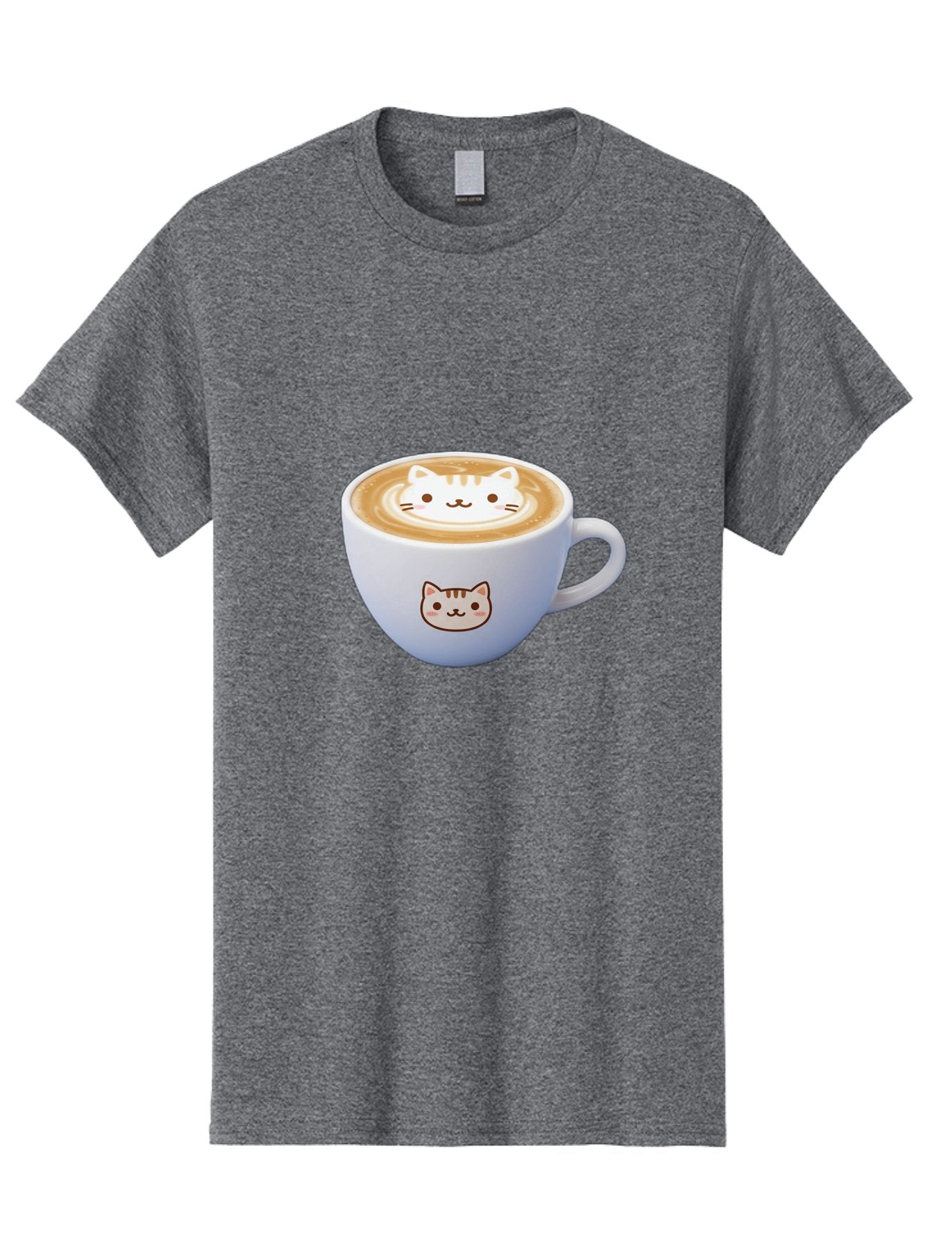 Cat-Coffee Men'S Graphic Tee, 100% Cotton, Comfortable Casual Summer Wear, Machine Washable, Cat Face Latte Art, Coffee Cup Design, Feline Illustration, Cute Cat Graphics, Coffee Culture, Latte Art, Adorable Cat Face Baa275 4
