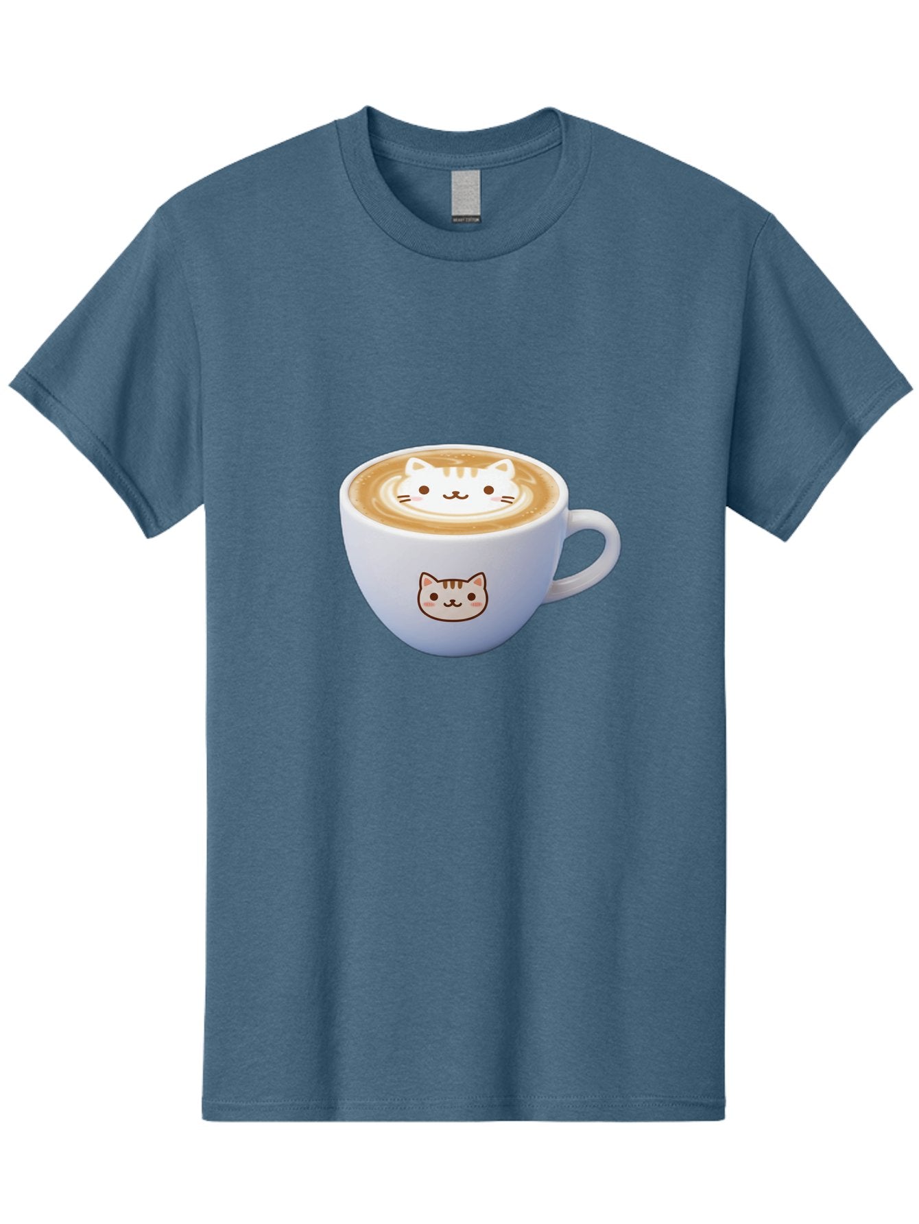Cat-Coffee Men'S Graphic Tee, 100% Cotton, Comfortable Casual Summer Wear, Machine Washable, Cat Face Latte Art, Coffee Cup Design, Feline Illustration, Cute Cat Graphics, Coffee Culture, Latte Art, Adorable Cat Face Baa275 14