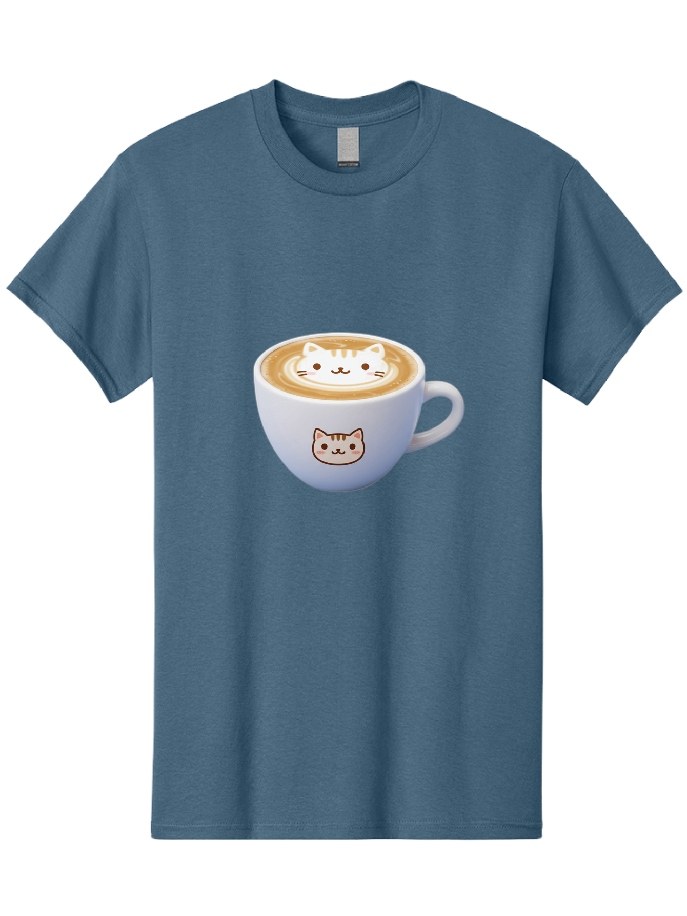 Cat-Coffee Men'S Graphic Tee, 100% Cotton, Comfortable Casual Summer Wear, Machine Washable, Cat Face Latte Art, Coffee Cup Design, Feline Illustration, Cute Cat Graphics, Coffee Culture, Latte Art, Adorable Cat Face Baa275 3