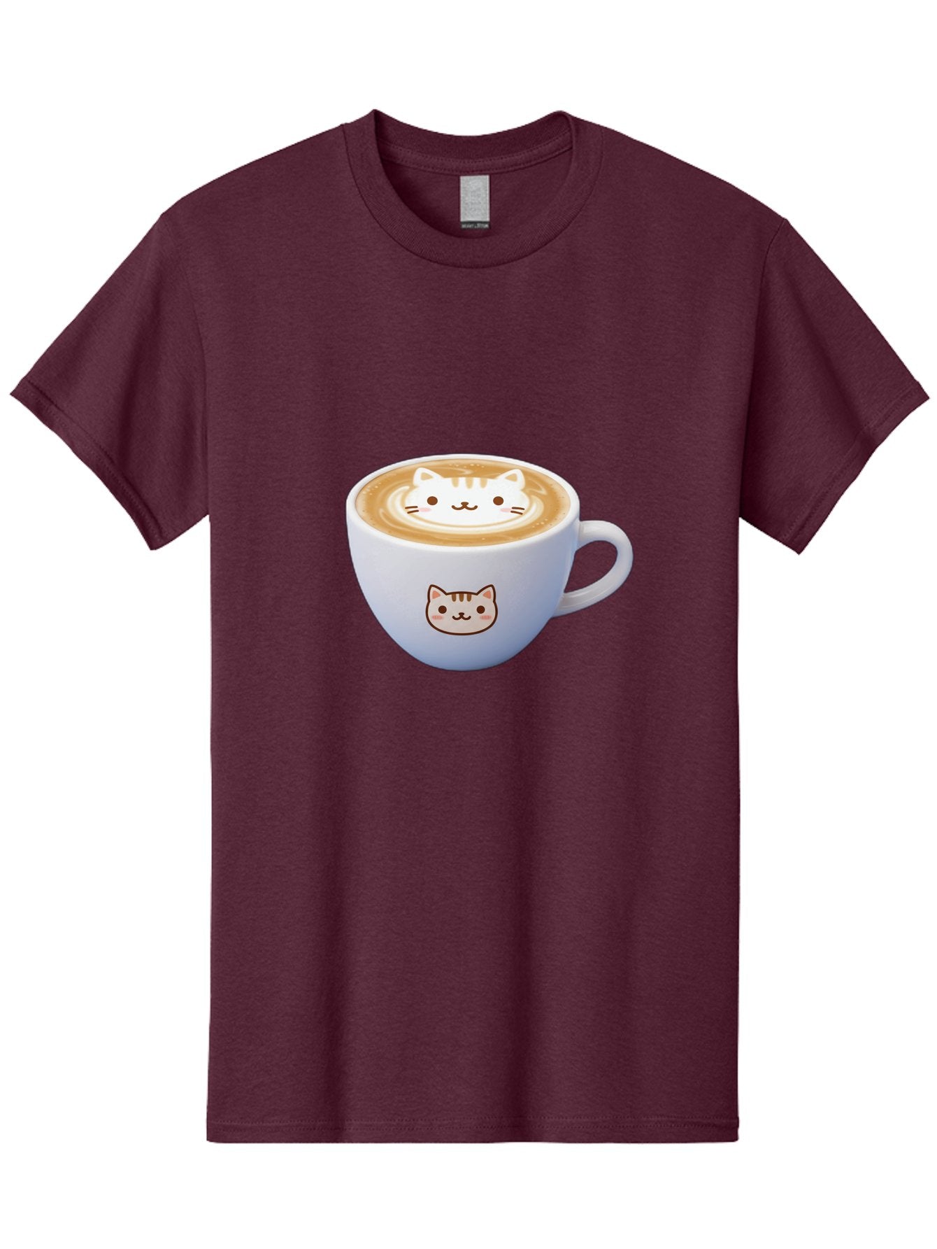 Cat-Coffee Men'S Graphic Tee, 100% Cotton, Comfortable Casual Summer Wear, Machine Washable, Cat Face Latte Art, Coffee Cup Design, Feline Illustration, Cute Cat Graphics, Coffee Culture, Latte Art, Adorable Cat Face Baa275