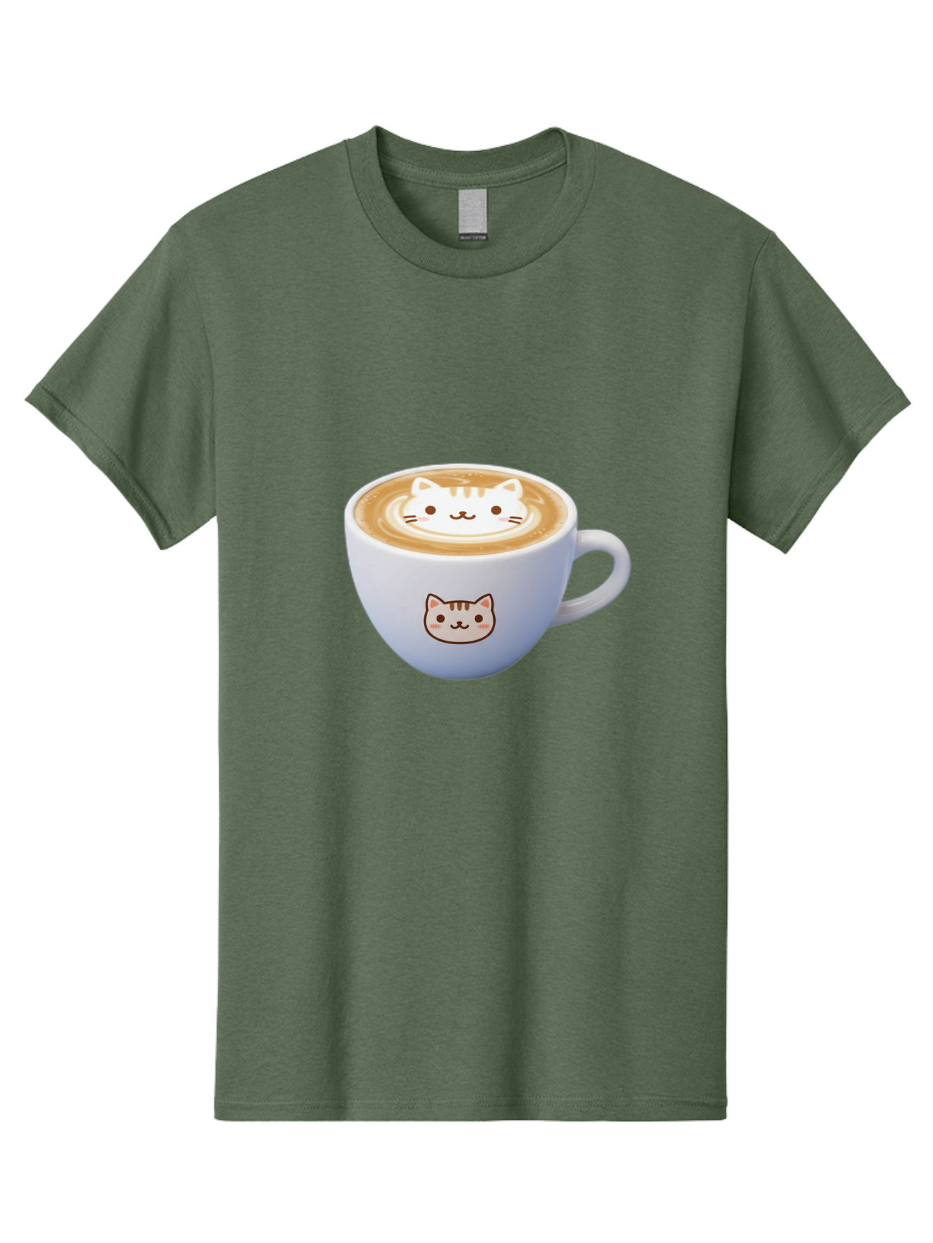 Cat-Coffee Men'S Graphic Tee, 100% Cotton, Comfortable Casual Summer Wear, Machine Washable, Cat Face Latte Art, Coffee Cup Design, Feline Illustration, Cute Cat Graphics, Coffee Culture, Latte Art, Adorable Cat Face Baa275 13