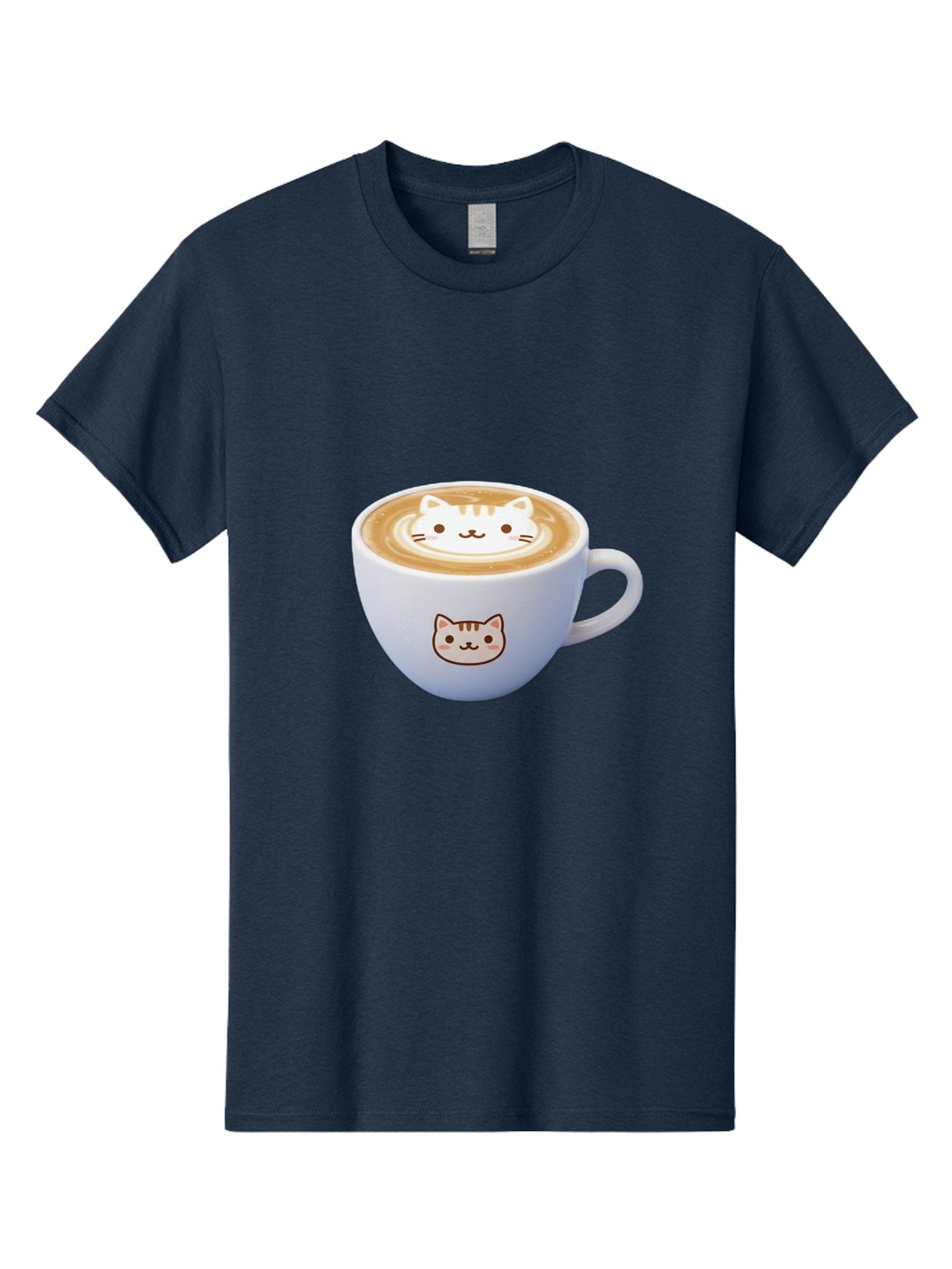 Cat-Coffee Men'S Graphic Tee, 100% Cotton, Comfortable Casual Summer Wear, Machine Washable, Cat Face Latte Art, Coffee Cup Design, Feline Illustration, Cute Cat Graphics, Coffee Culture, Latte Art, Adorable Cat Face Baa275 3