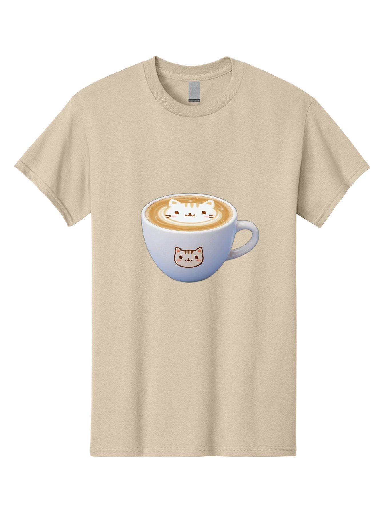 Cat-Coffee Men'S Graphic Tee, 100% Cotton, Comfortable Casual Summer Wear, Machine Washable, Cat Face Latte Art, Coffee Cup Design, Feline Illustration, Cute Cat Graphics, Coffee Culture, Latte Art, Adorable Cat Face Baa275 10