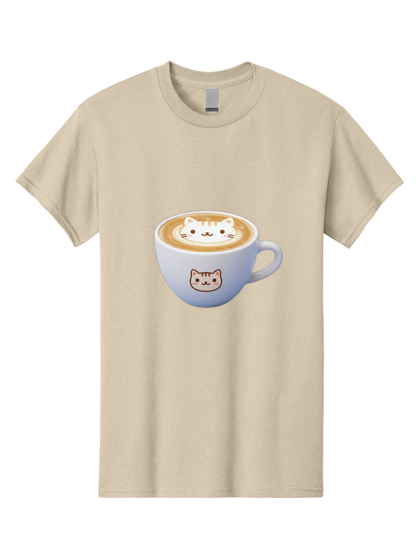 Cat-Coffee Men'S Graphic Tee, 100% Cotton, Comfortable Casual Summer Wear, Machine Washable, Cat Face Latte Art, Coffee Cup Design, Feline Illustration, Cute Cat Graphics, Coffee Culture, Latte Art, Adorable Cat Face Baa275 27