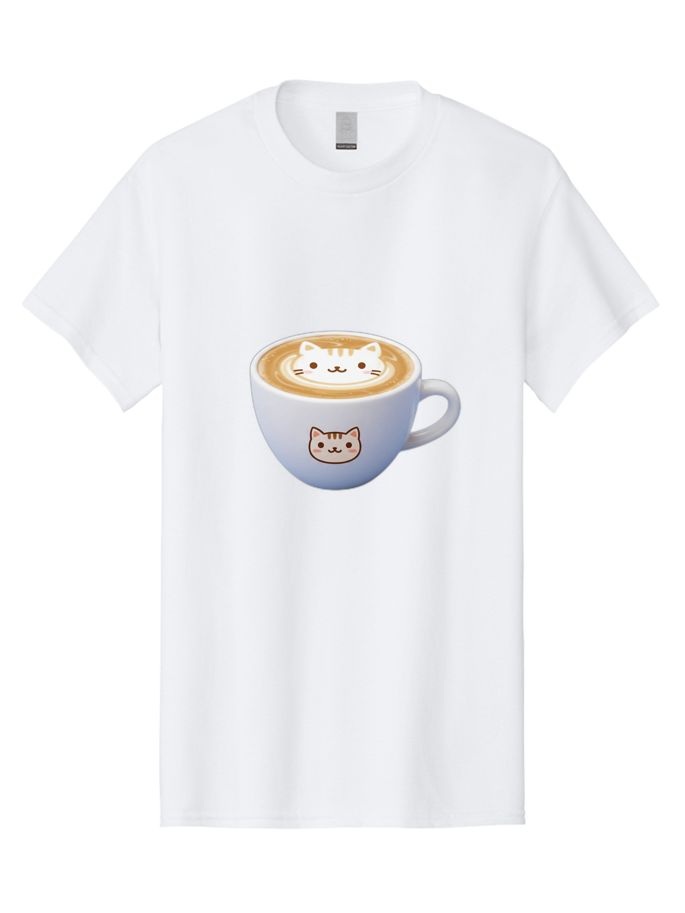 Cat-Coffee Men'S Graphic Tee, 100% Cotton, Comfortable Casual Summer Wear, Machine Washable, Cat Face Latte Art, Coffee Cup Design, Feline Illustration, Cute Cat Graphics, Coffee Culture, Latte Art, Adorable Cat Face Baa275 5