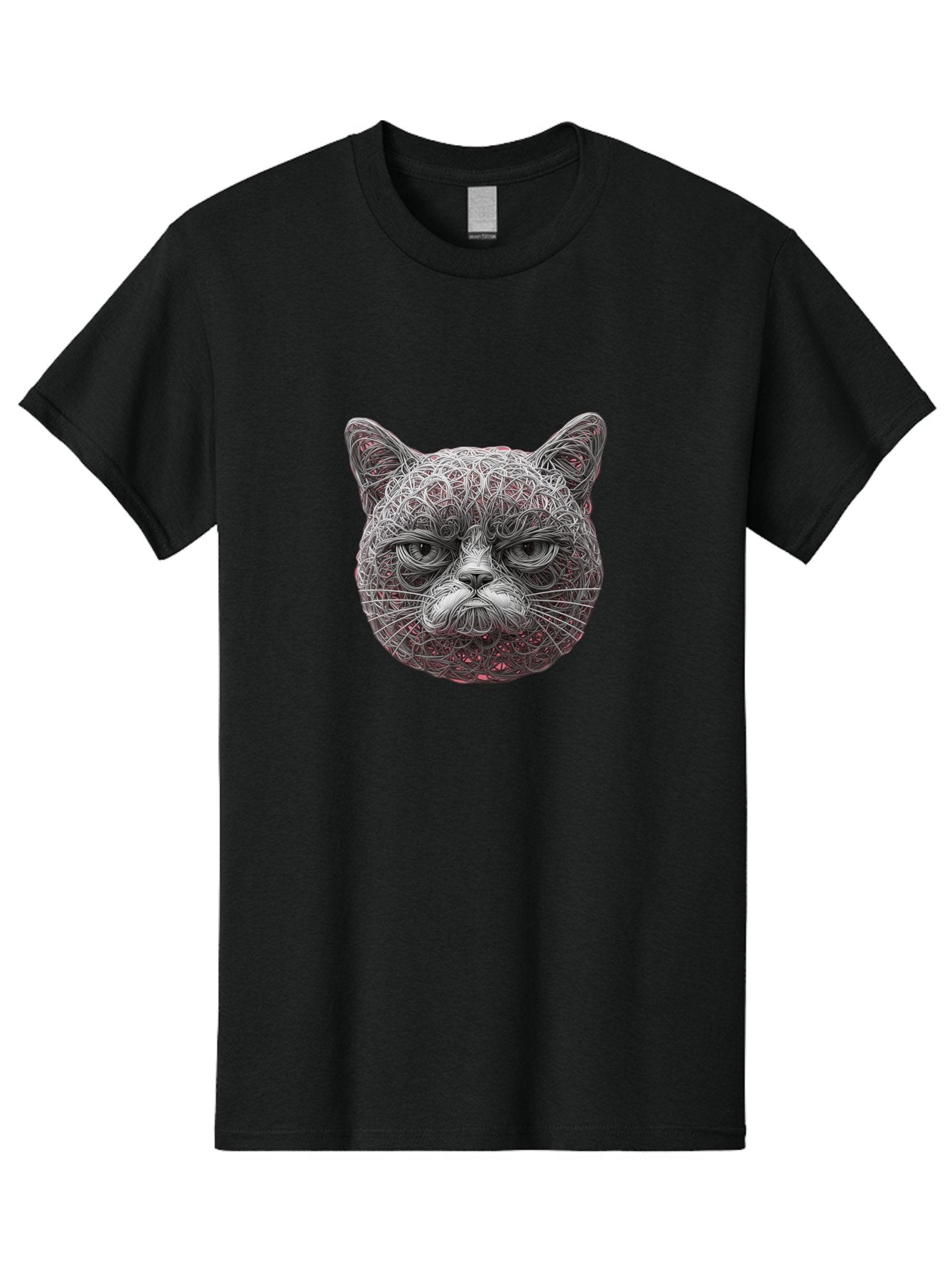 Cat-Face Men'S Graphic Tee, 100% Cotton, Comfortable Casual Summer Wear, Machine Washable, Detailed Cat Face, Intricate Line Art, Whimsical Feline Design, Bold Illustration, Expressive Cat Features, Abstract Cat Portrait, Swirling Patterns, Baa277 4