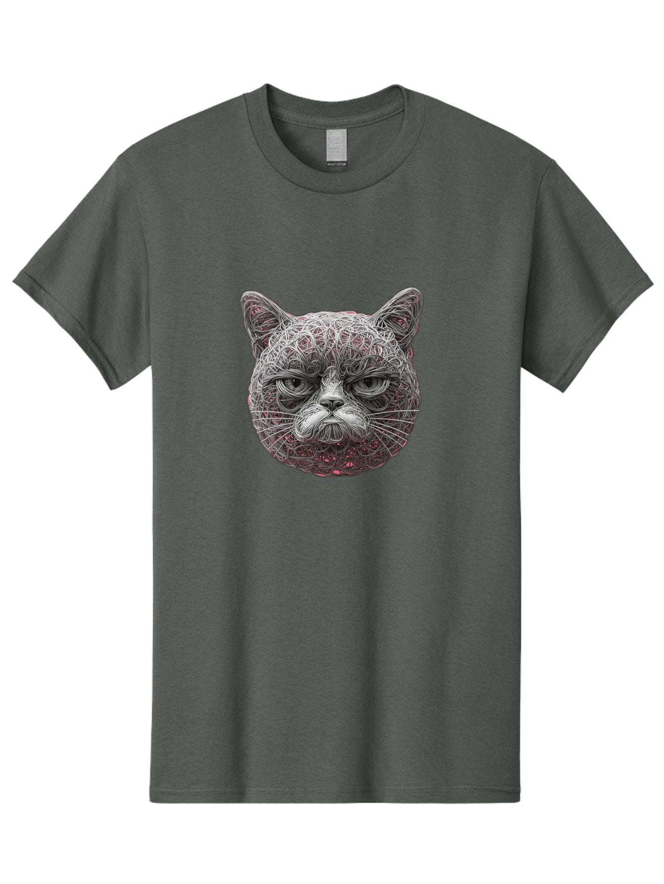 Cat-Face Men'S Graphic Tee, 100% Cotton, Comfortable Casual Summer Wear, Machine Washable, Detailed Cat Face, Intricate Line Art, Whimsical Feline Design, Bold Illustration, Expressive Cat Features, Abstract Cat Portrait, Swirling Patterns, Baa277 14