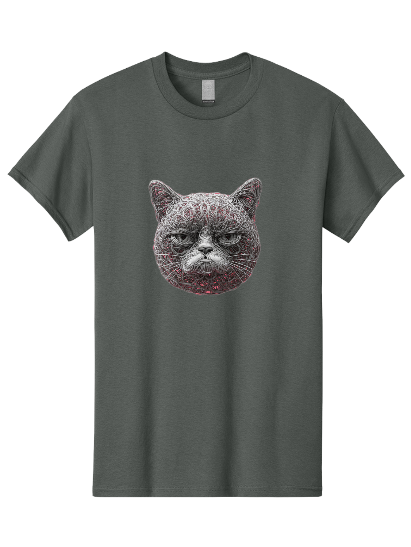 Cat-Face Men'S Graphic Tee, 100% Cotton, Comfortable Casual Summer Wear, Machine Washable, Detailed Cat Face, Intricate Line Art, Whimsical Feline Design, Bold Illustration, Expressive Cat Features, Abstract Cat Portrait, Swirling Patterns, Baa277 3