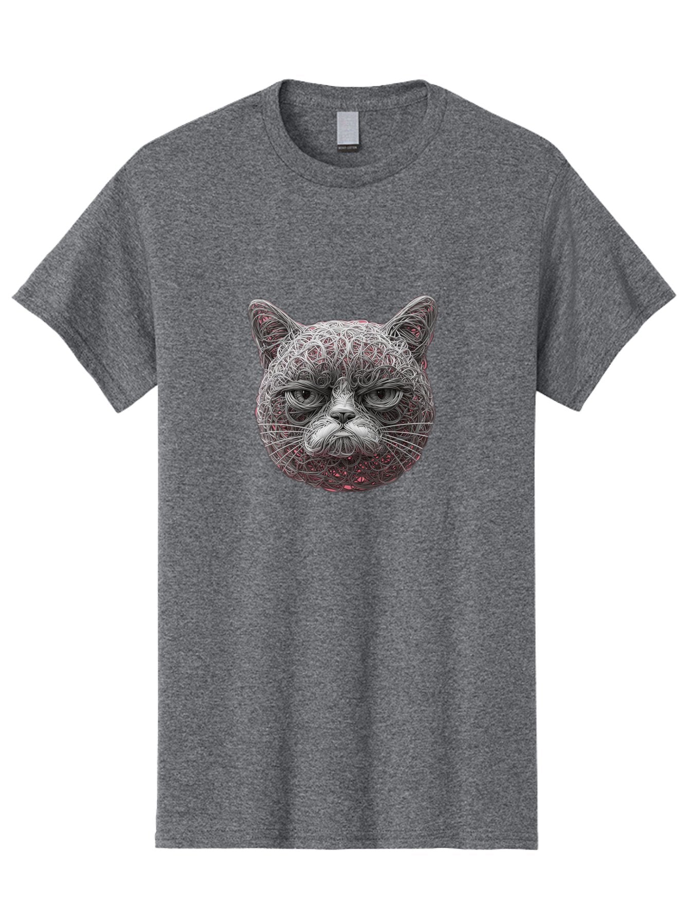 Cat-Face Men'S Graphic Tee, 100% Cotton, Comfortable Casual Summer Wear, Machine Washable, Detailed Cat Face, Intricate Line Art, Whimsical Feline Design, Bold Illustration, Expressive Cat Features, Abstract Cat Portrait, Swirling Patterns, Baa277 6