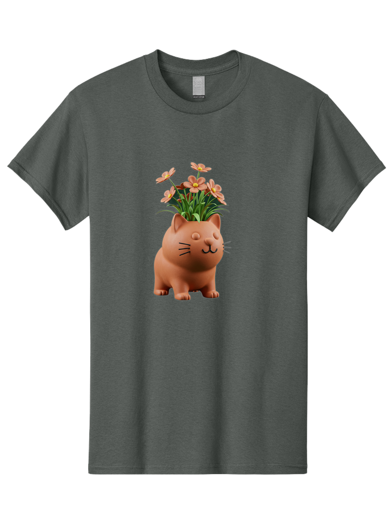 Cat-Planter Men'S Graphic Tee, 100% Cotton, Comfortable Casual Summer Wear, Machine Washable, Cat Planter, Flower Pot, Pink Flowers, Cute Cat Design, Home Decor, Garden Decor, Whimsical Planter, Adorable Cat Baa278 13