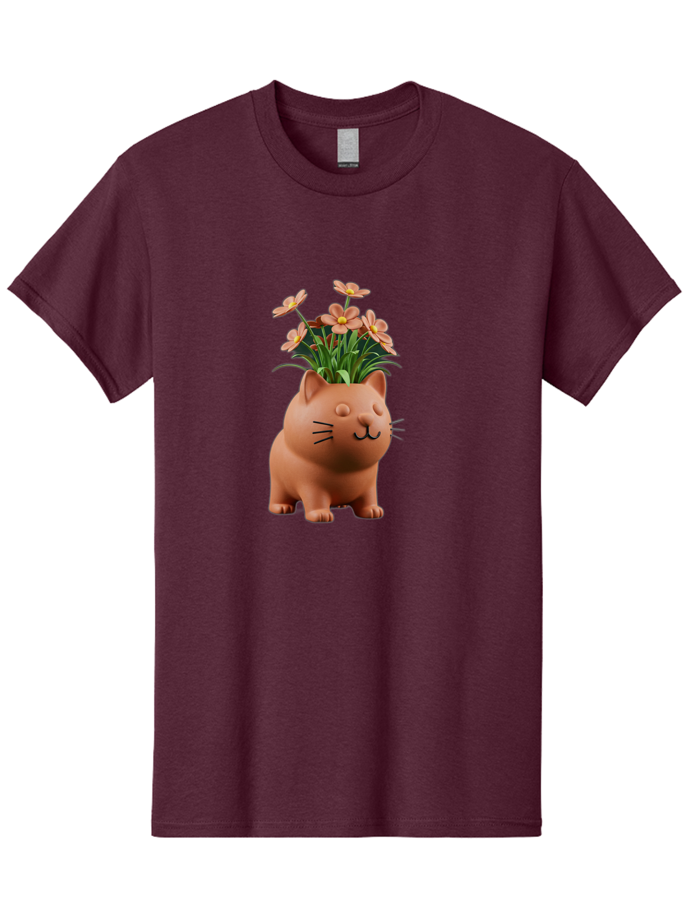 Cat-Planter Men'S Graphic Tee, 100% Cotton, Comfortable Casual Summer Wear, Machine Washable, Cat Planter, Flower Pot, Pink Flowers, Cute Cat Design, Home Decor, Garden Decor, Whimsical Planter, Adorable Cat Baa278 11