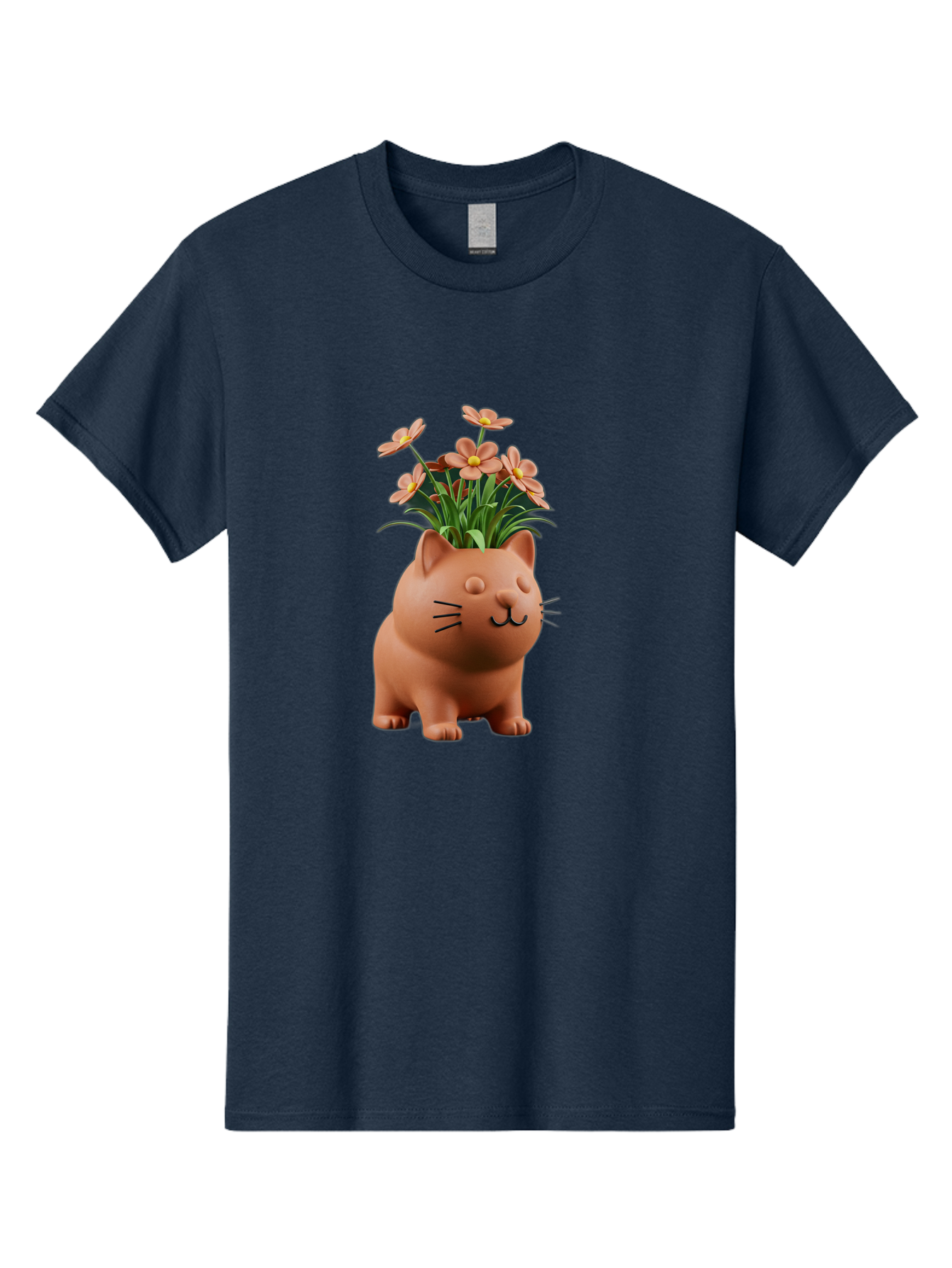 Cat-Planter Men'S Graphic Tee, 100% Cotton, Comfortable Casual Summer Wear, Machine Washable, Cat Planter, Flower Pot, Pink Flowers, Cute Cat Design, Home Decor, Garden Decor, Whimsical Planter, Adorable Cat Baa278 21