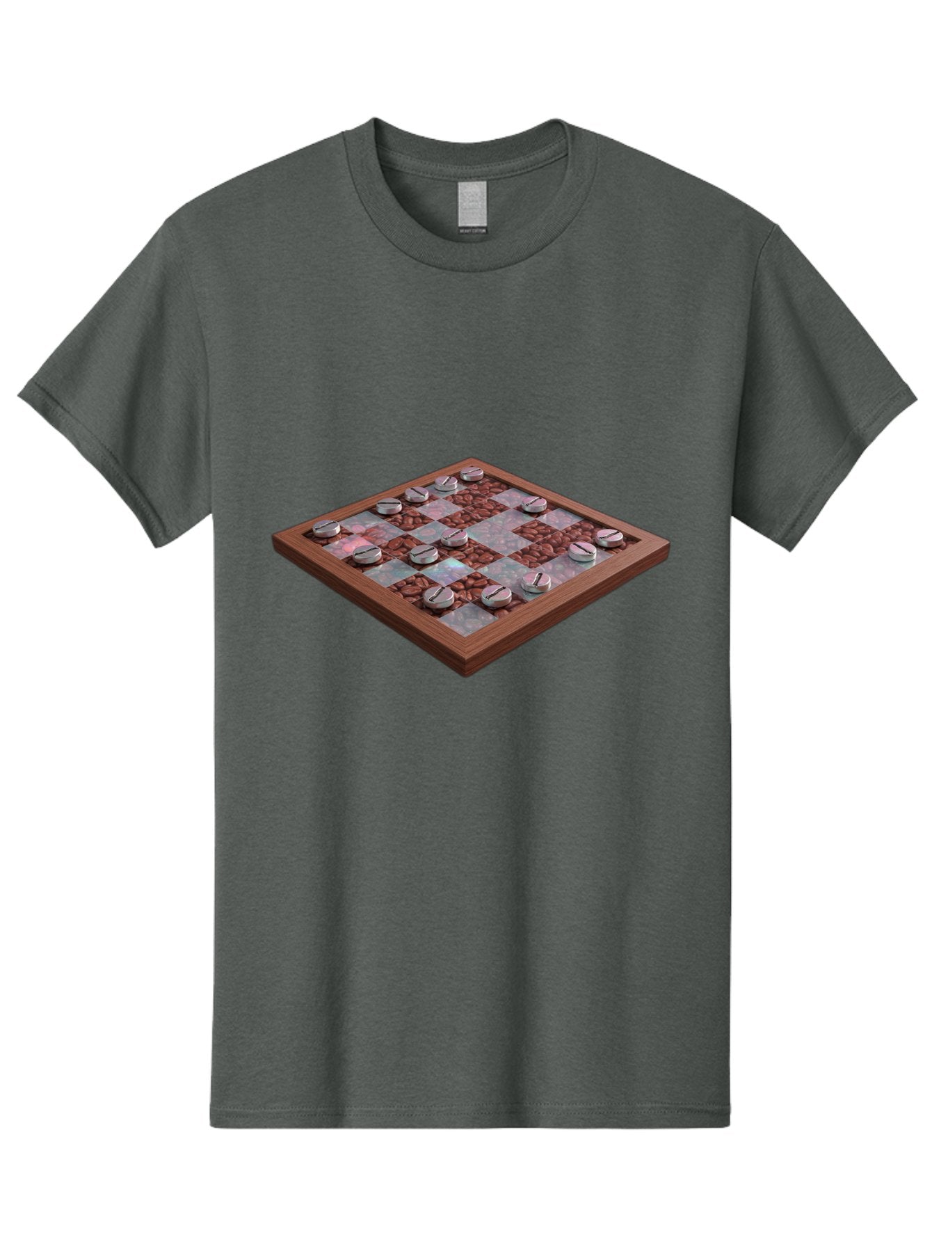 Checkerboard Men'S Graphic Tee, 100% Cotton, Comfortable Casual Summer Wear, Machine Washable, Checkers Game Board, Wooden Checkersboard, Strategy Game, Brown And Gray Checkerboard Pattern, Checkers Pieces, Game Night, Board Game, Baa282 4