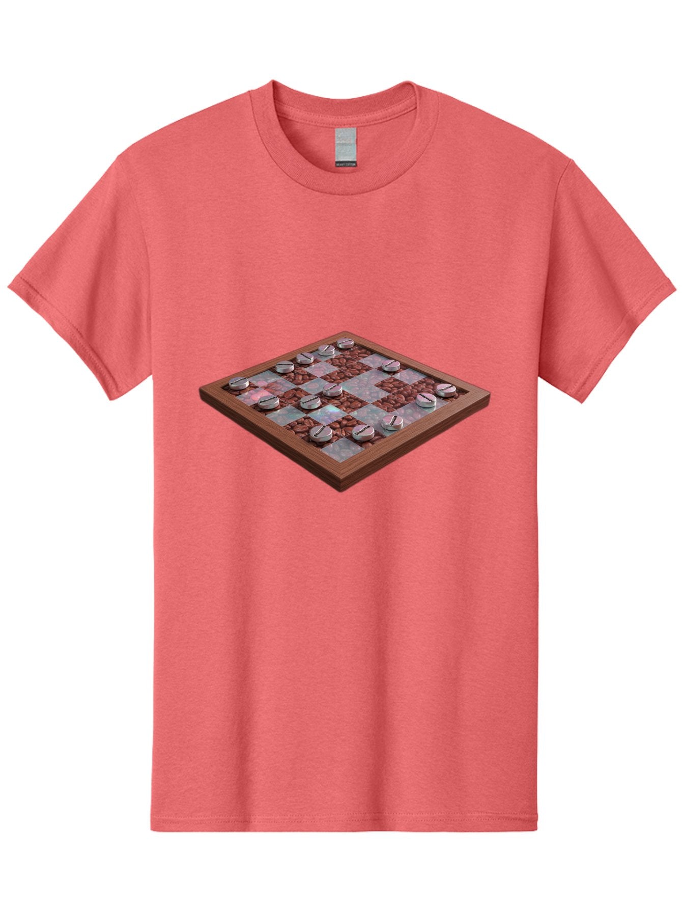 Checkerboard Men'S Graphic Tee, 100% Cotton, Comfortable Casual Summer Wear, Machine Washable, Checkers Game Board, Wooden Checkersboard, Strategy Game, Brown And Gray Checkerboard Pattern, Checkers Pieces, Game Night, Board Game, Baa282 5