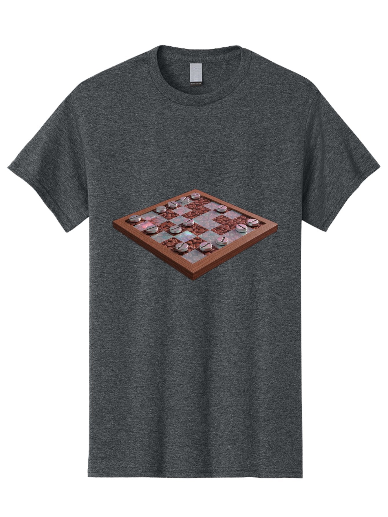 Checkerboard Men'S Graphic Tee, 100% Cotton, Comfortable Casual Summer Wear, Machine Washable, Checkers Game Board, Wooden Checkersboard, Strategy Game, Brown And Gray Checkerboard Pattern, Checkers Pieces, Game Night, Board Game, Baa282 3