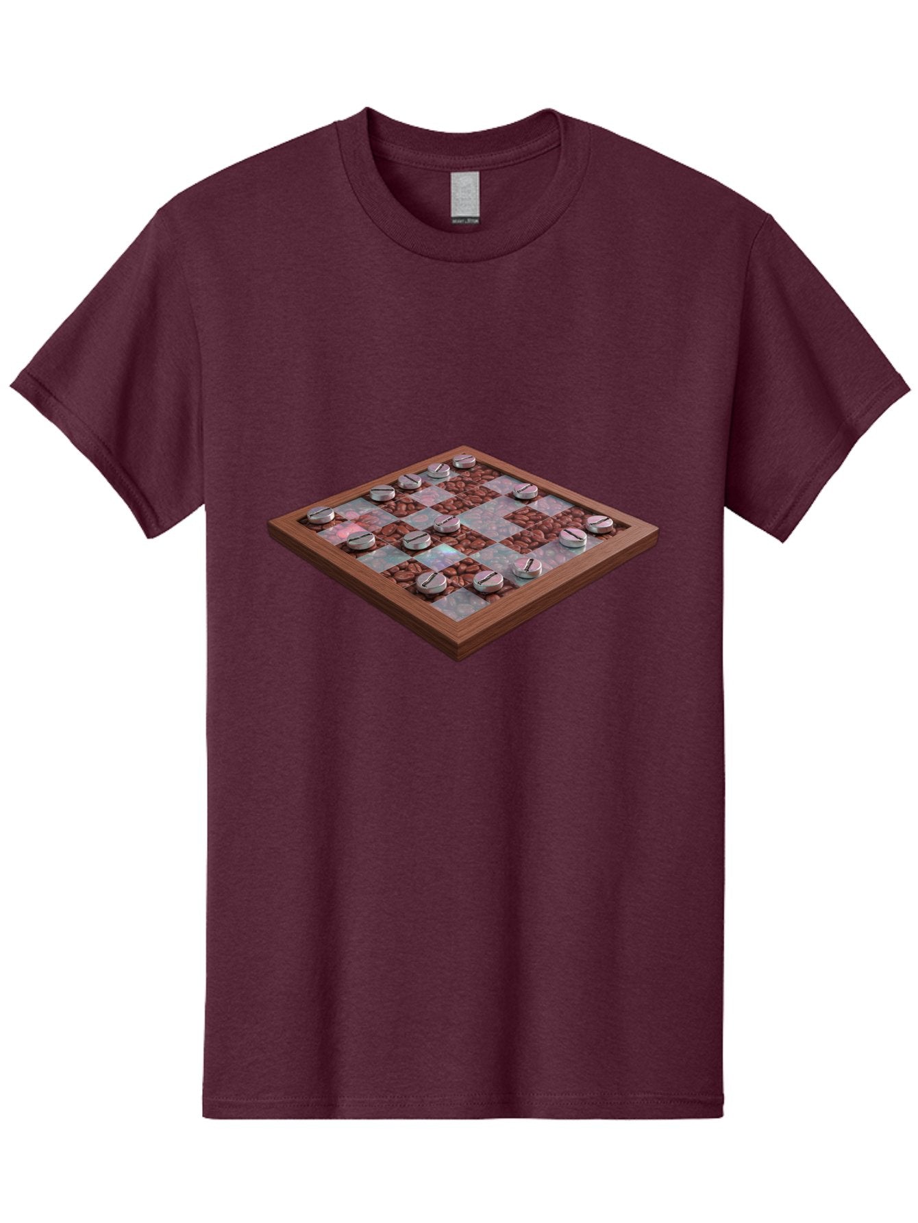 Checkerboard Men'S Graphic Tee, 100% Cotton, Comfortable Casual Summer Wear, Machine Washable, Checkers Game Board, Wooden Checkersboard, Strategy Game, Brown And Gray Checkerboard Pattern, Checkers Pieces, Game Night, Board Game, Baa282 11