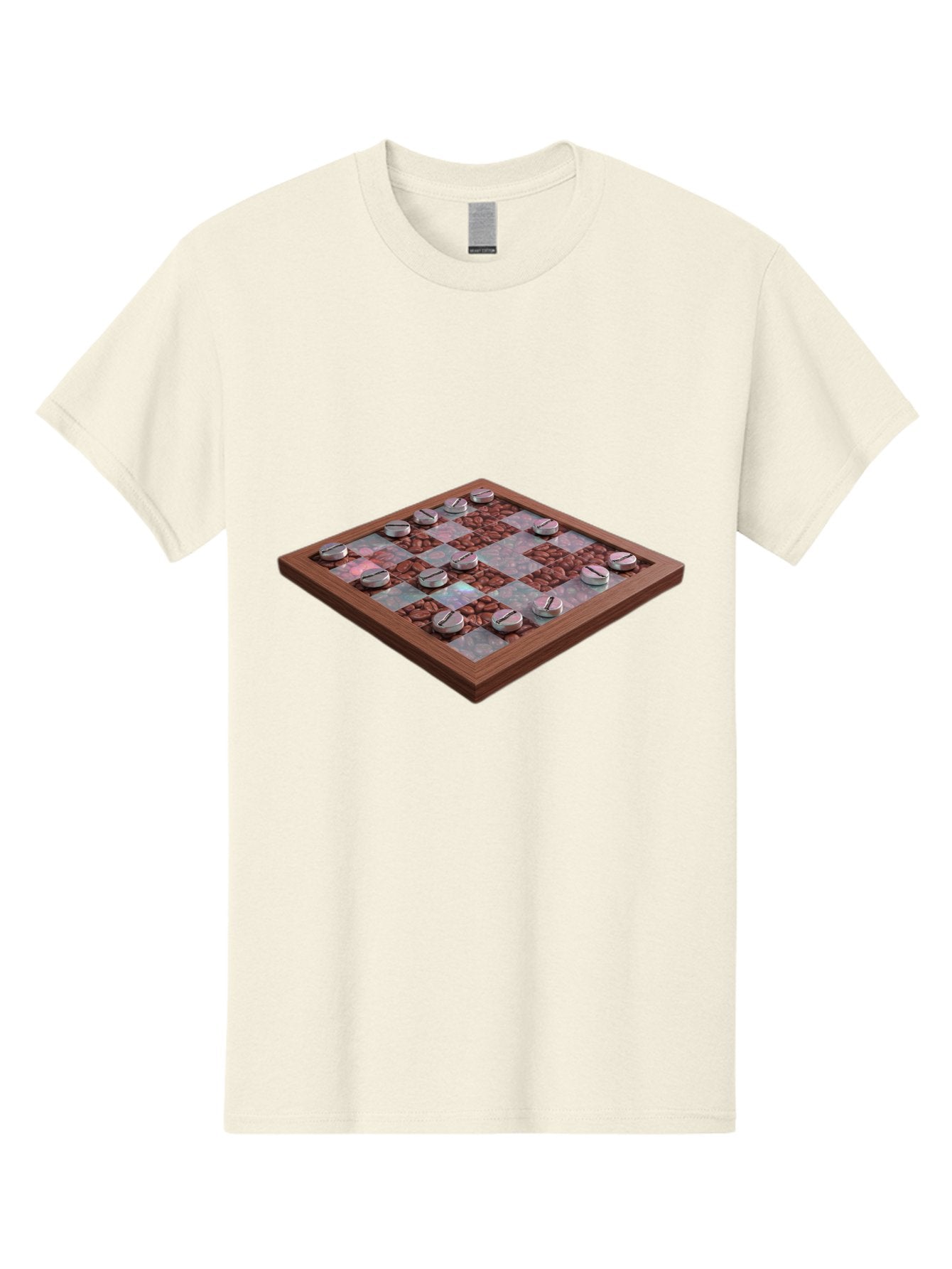 Checkerboard Men'S Graphic Tee, 100% Cotton, Comfortable Casual Summer Wear, Machine Washable, Checkers Game Board, Wooden Checkersboard, Strategy Game, Brown And Gray Checkerboard Pattern, Checkers Pieces, Game Night, Board Game, Baa282 10