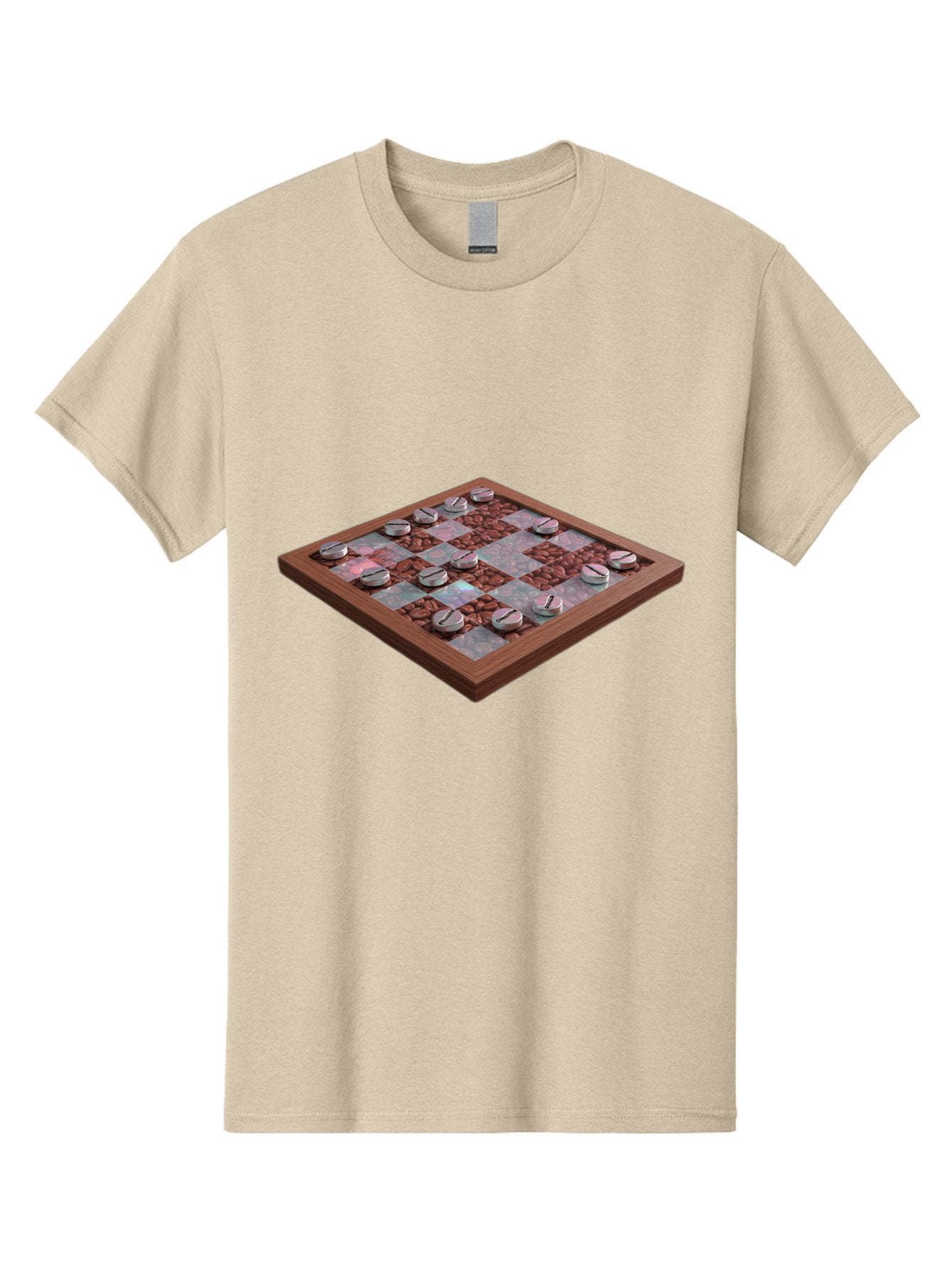 Checkerboard Men'S Graphic Tee, 100% Cotton, Comfortable Casual Summer Wear, Machine Washable, Checkers Game Board, Wooden Checkersboard, Strategy Game, Brown And Gray Checkerboard Pattern, Checkers Pieces, Game Night, Board Game, Baa282 14