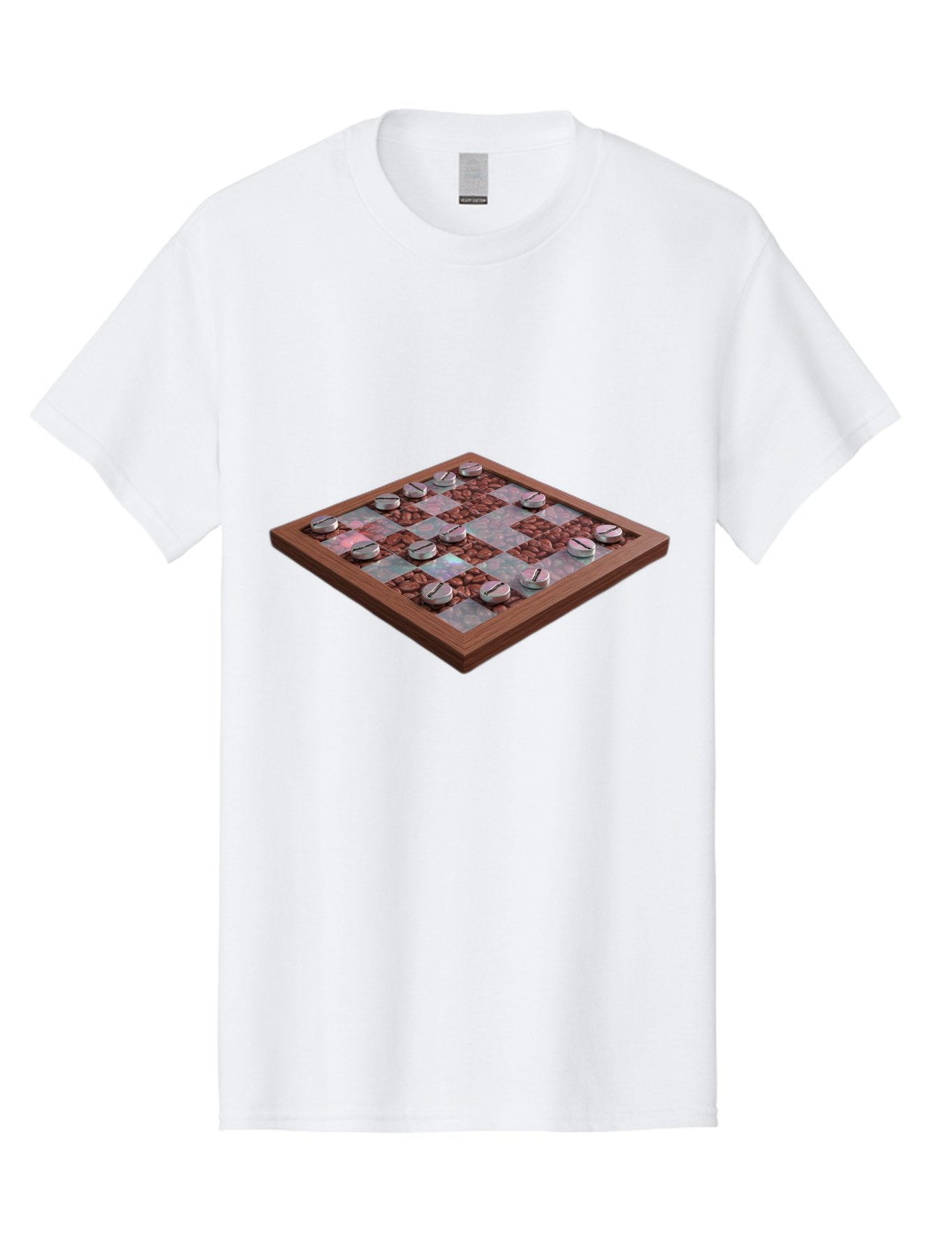 Checkerboard Men'S Graphic Tee, 100% Cotton, Comfortable Casual Summer Wear, Machine Washable, Checkers Game Board, Wooden Checkersboard, Strategy Game, Brown And Gray Checkerboard Pattern, Checkers Pieces, Game Night, Board Game, Baa282 15