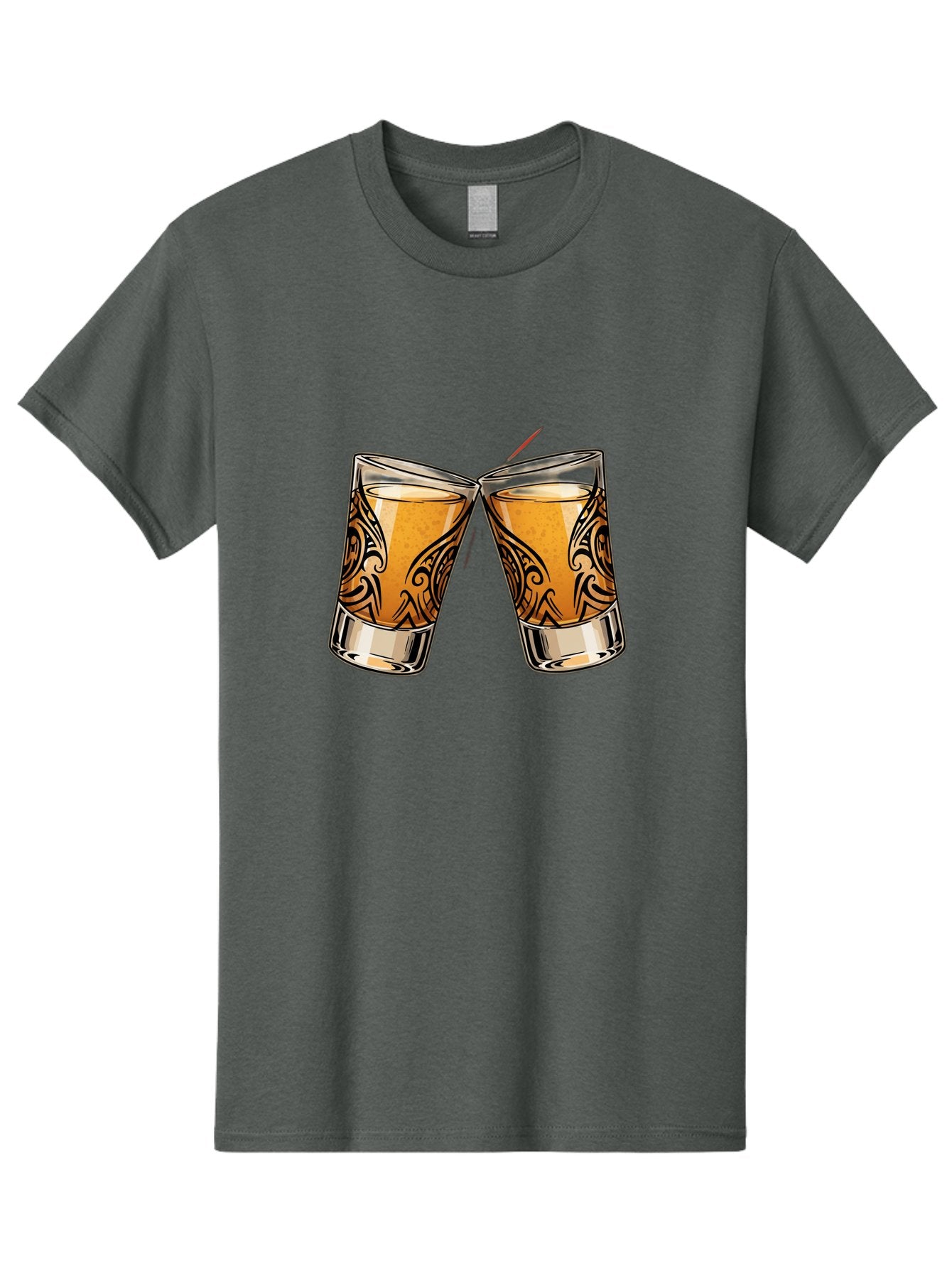 Cheers-2 Men'S Graphic Tee, 100% Cotton, Comfortable Casual Summer Wear, Machine Washable, Shot Glasses, Whiskey Glasses, Toasted Drinks, Cheers Moment, Social Gathering, Friendship Toast, Ornate Design, Glassware, Beverage, Celebratory Drink Baa284 10