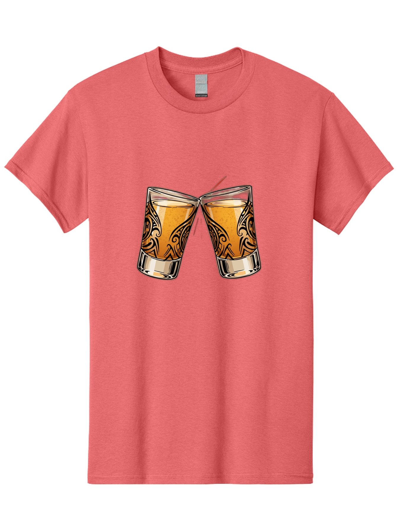 Cheers-2 Men'S Graphic Tee, 100% Cotton, Comfortable Casual Summer Wear, Machine Washable, Shot Glasses, Whiskey Glasses, Toasted Drinks, Cheers Moment, Social Gathering, Friendship Toast, Ornate Design, Glassware, Beverage, Celebratory Drink Baa284 9
