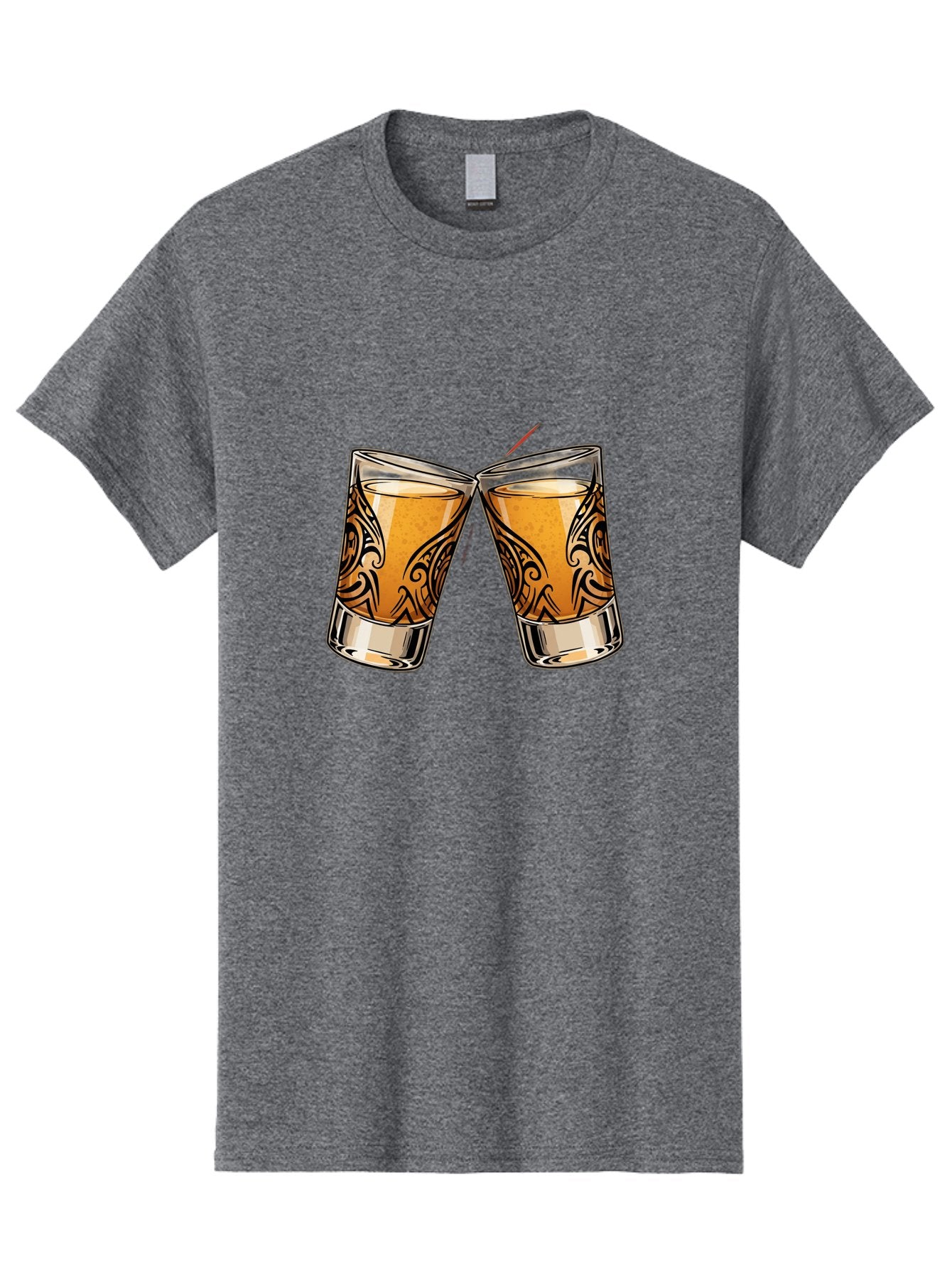 Cheers-2 Men'S Graphic Tee, 100% Cotton, Comfortable Casual Summer Wear, Machine Washable, Shot Glasses, Whiskey Glasses, Toasted Drinks, Cheers Moment, Social Gathering, Friendship Toast, Ornate Design, Glassware, Beverage, Celebratory Drink Baa284 4