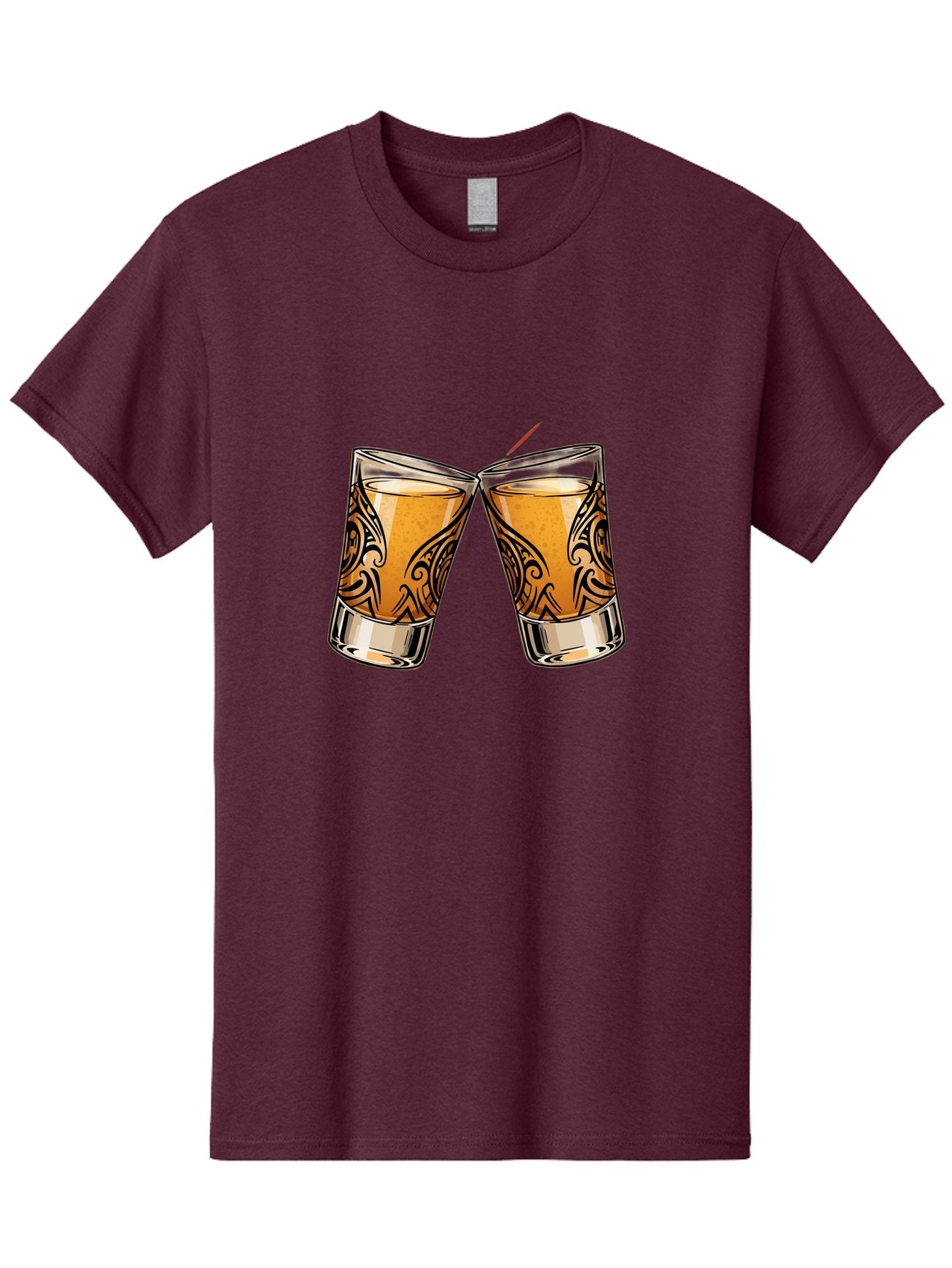 Cheers-2 Men'S Graphic Tee, 100% Cotton, Comfortable Casual Summer Wear, Machine Washable, Shot Glasses, Whiskey Glasses, Toasted Drinks, Cheers Moment, Social Gathering, Friendship Toast, Ornate Design, Glassware, Beverage, Celebratory Drink Baa284 13