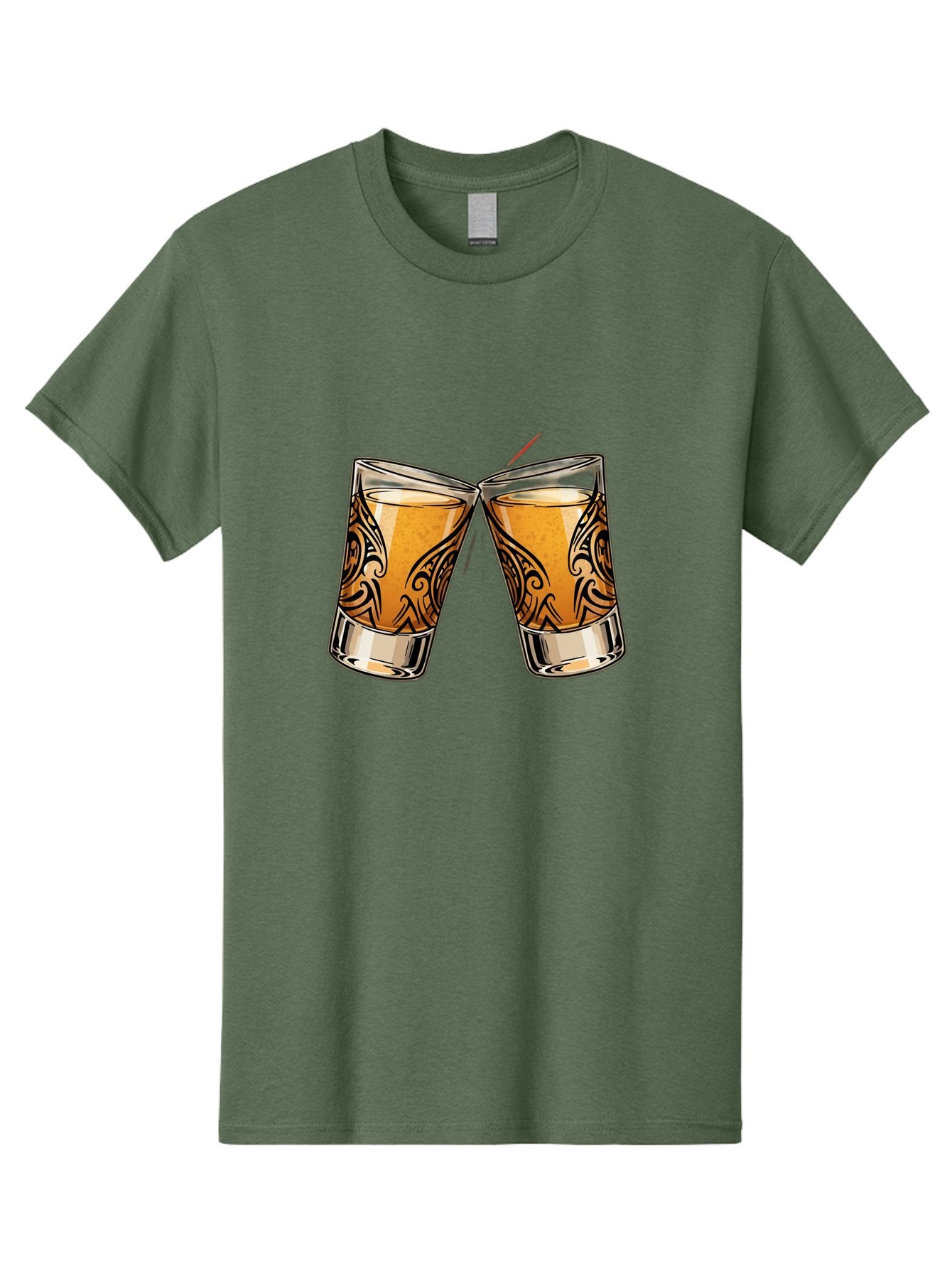 Cheers-2 Men'S Graphic Tee, 100% Cotton, Comfortable Casual Summer Wear, Machine Washable, Shot Glasses, Whiskey Glasses, Toasted Drinks, Cheers Moment, Social Gathering, Friendship Toast, Ornate Design, Glassware, Beverage, Celebratory Drink Baa284 11
