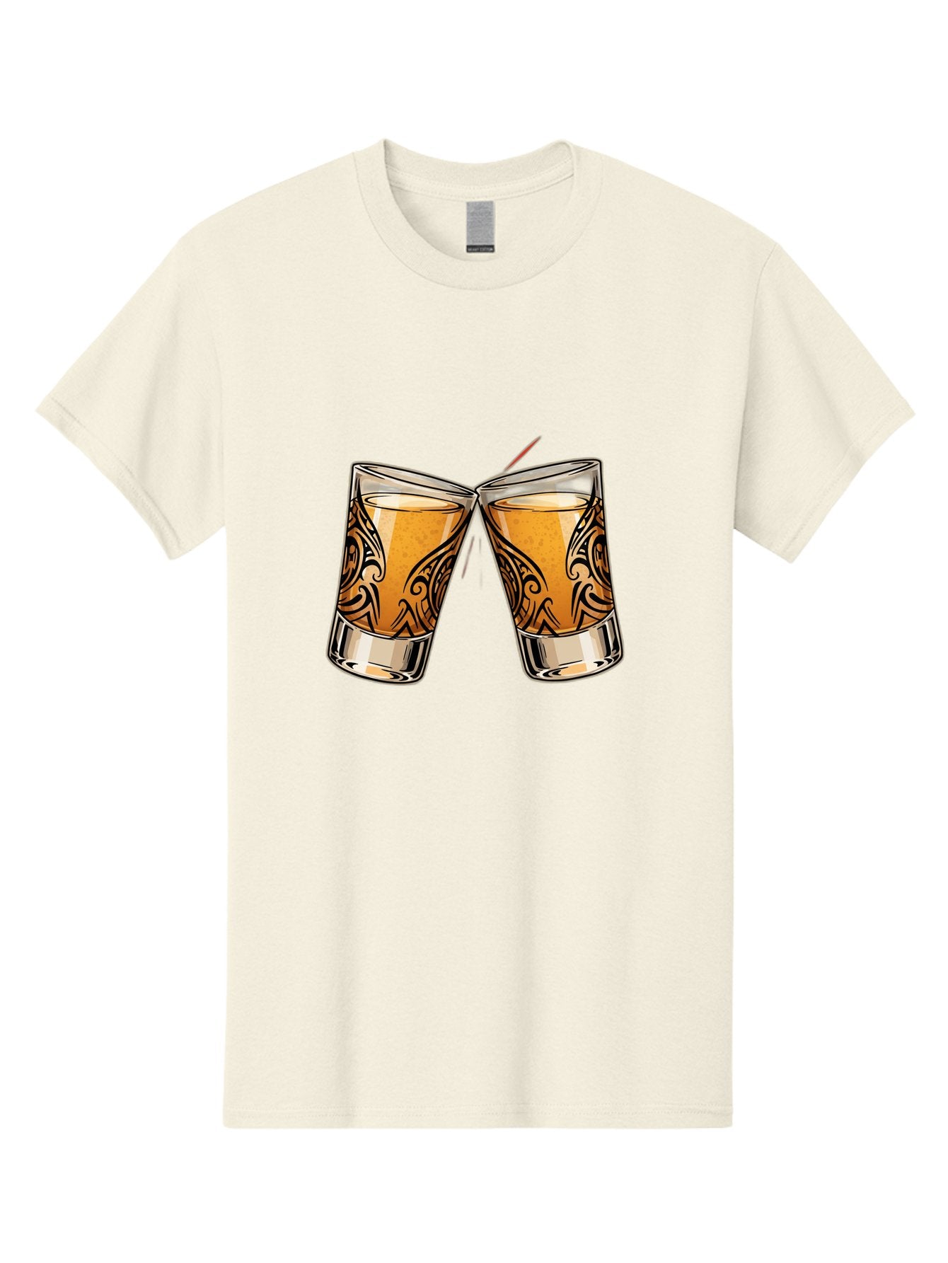 Cheers-2 Men'S Graphic Tee, 100% Cotton, Comfortable Casual Summer Wear, Machine Washable, Shot Glasses, Whiskey Glasses, Toasted Drinks, Cheers Moment, Social Gathering, Friendship Toast, Ornate Design, Glassware, Beverage, Celebratory Drink Baa284 15