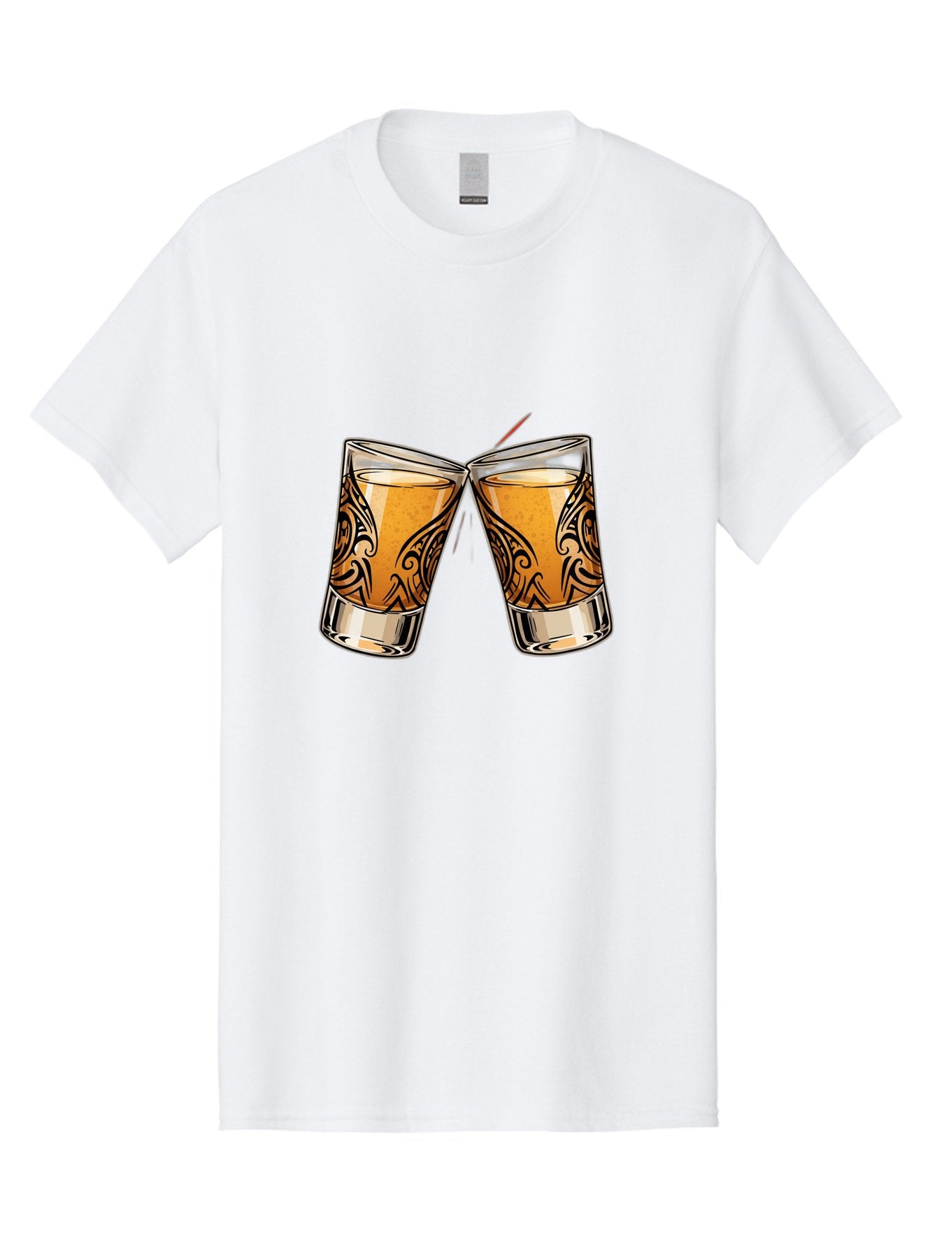 Cheers-2 Men'S Graphic Tee, 100% Cotton, Comfortable Casual Summer Wear, Machine Washable, Shot Glasses, Whiskey Glasses, Toasted Drinks, Cheers Moment, Social Gathering, Friendship Toast, Ornate Design, Glassware, Beverage, Celebratory Drink Baa284 3