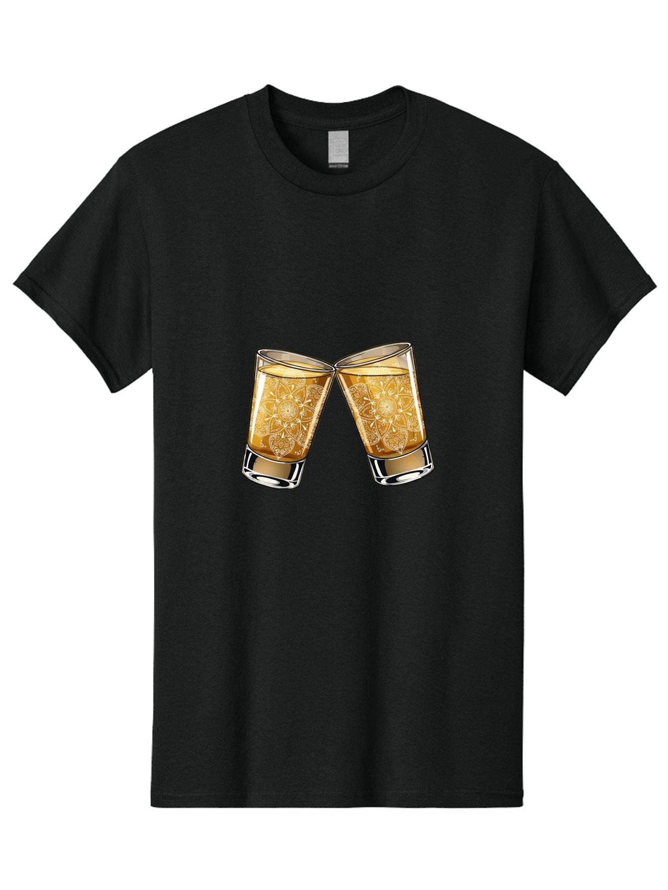 Cheers-4 Men'S Graphic Tee, 100% Cotton, Comfortable Casual Summer Wear, Machine Washable, Whiskey Glasses, Shot Glasses, Cheers Toast, Celebration Drink, Spirits, Luxury Glassware, Ornate Design, Festive Atmosphere, Party, Drink Together Baa286 13