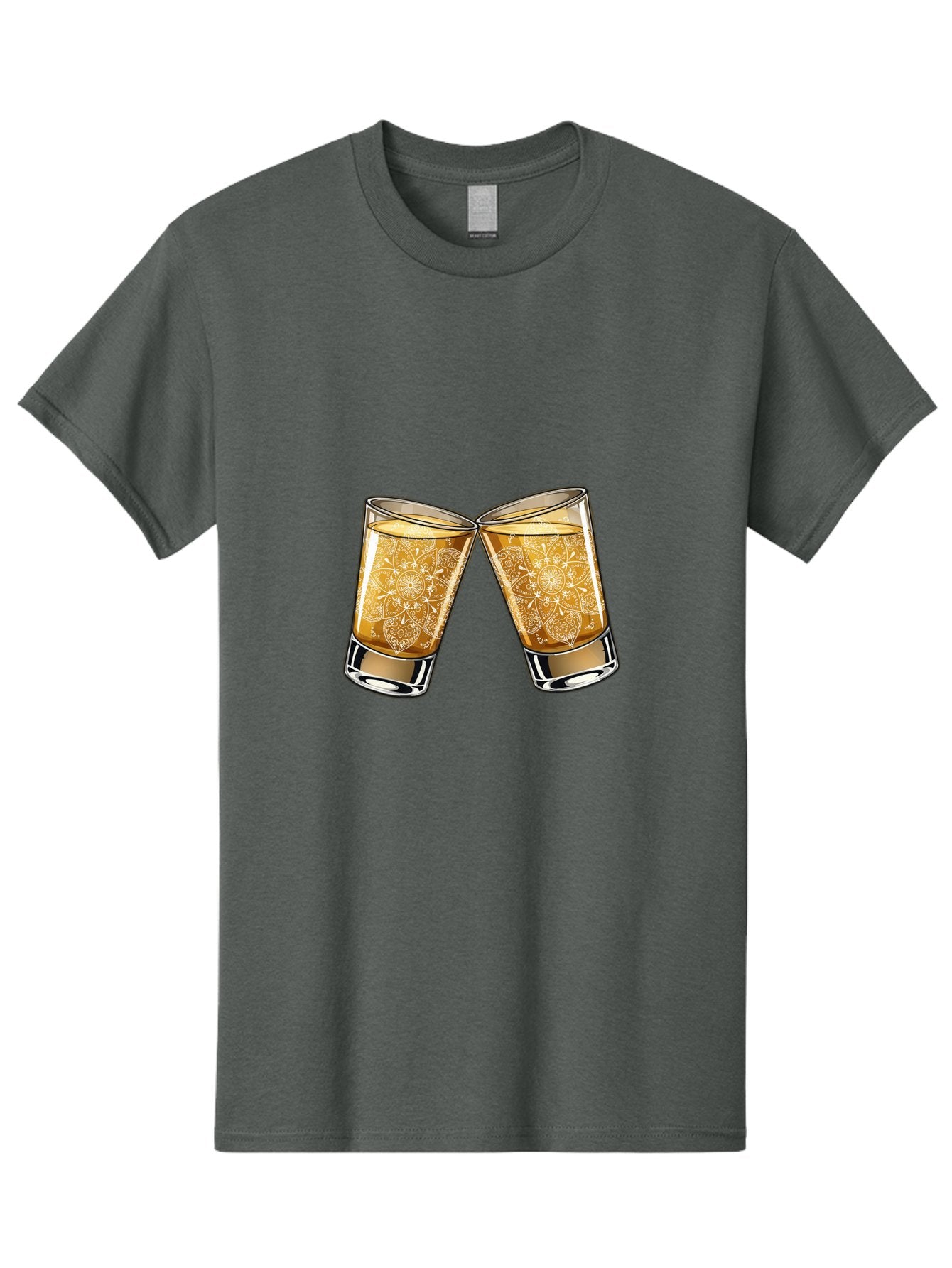 Cheers-4 Men'S Graphic Tee, 100% Cotton, Comfortable Casual Summer Wear, Machine Washable, Whiskey Glasses, Shot Glasses, Cheers Toast, Celebration Drink, Spirits, Luxury Glassware, Ornate Design, Festive Atmosphere, Party, Drink Together Baa286