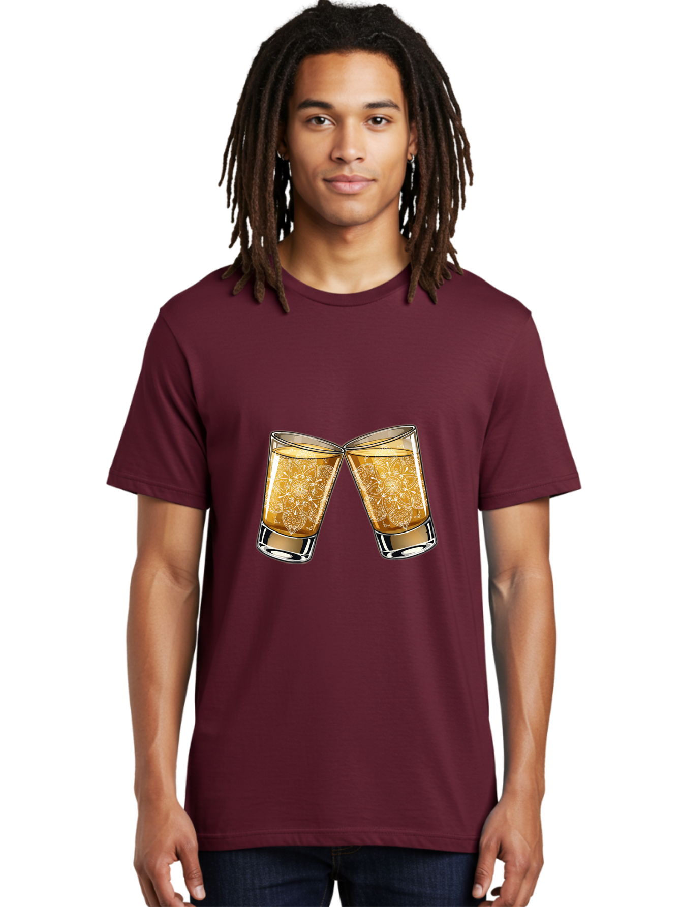 Cheers-4 Men'S Graphic Tee, 100% Cotton, Comfortable Casual Summer Wear, Machine Washable, Whiskey Glasses, Shot Glasses, Cheers Toast, Celebration Drink, Spirits, Luxury Glassware, Ornate Design, Festive Atmosphere, Party, Drink Together Baa286 4