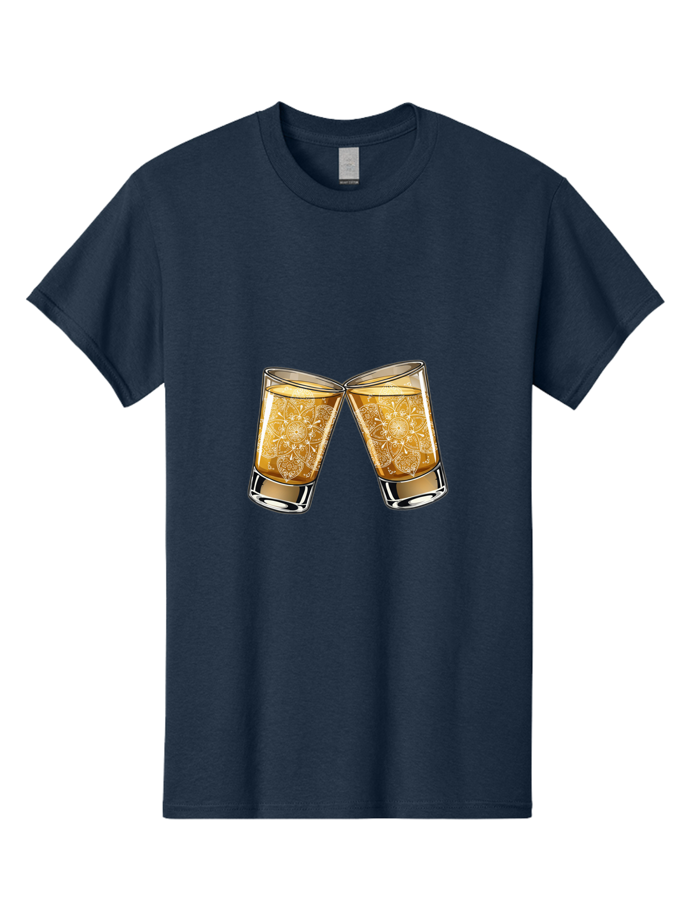 Cheers-4 Men'S Graphic Tee, 100% Cotton, Comfortable Casual Summer Wear, Machine Washable, Whiskey Glasses, Shot Glasses, Cheers Toast, Celebration Drink, Spirits, Luxury Glassware, Ornate Design, Festive Atmosphere, Party, Drink Together Baa286 7