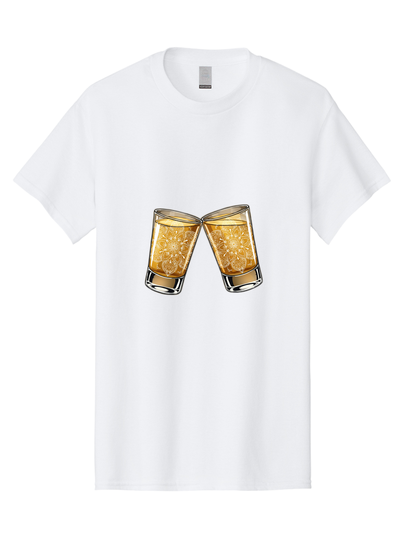 Cheers-4 Men'S Graphic Tee, 100% Cotton, Comfortable Casual Summer Wear, Machine Washable, Whiskey Glasses, Shot Glasses, Cheers Toast, Celebration Drink, Spirits, Luxury Glassware, Ornate Design, Festive Atmosphere, Party, Drink Together Baa286 25