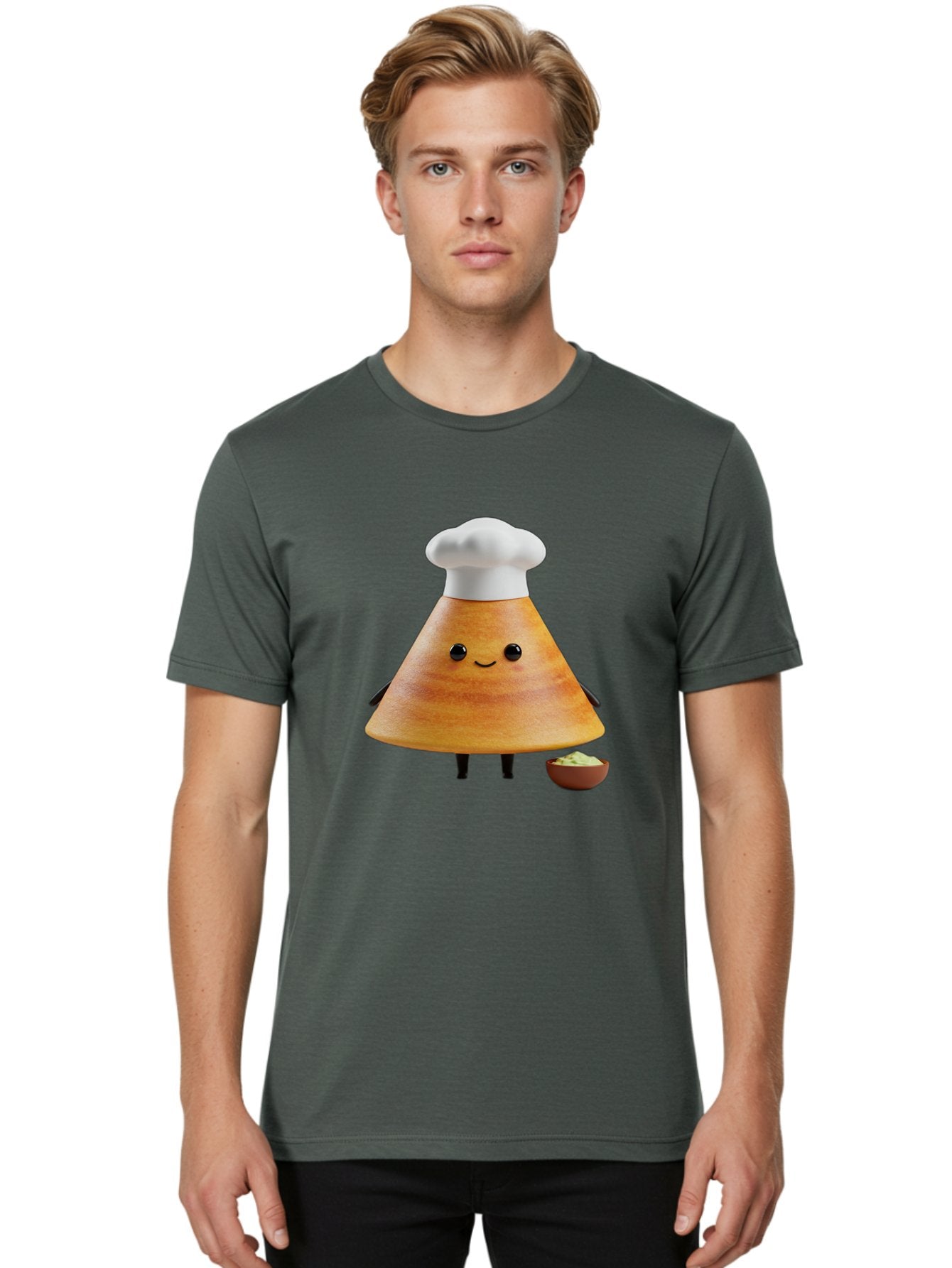 Chef-Cone Men'S Graphic Tee, 100% Cotton, Comfortable Casual Summer Wear, Machine Washable, Cartoon Character, Chef Hat, Cooking, Food, Sauce, Condiment, Kitchen, Culinary, Recipe, Cartoon Mascot, Anthropomorphic, 3D Illustration Baa288 21