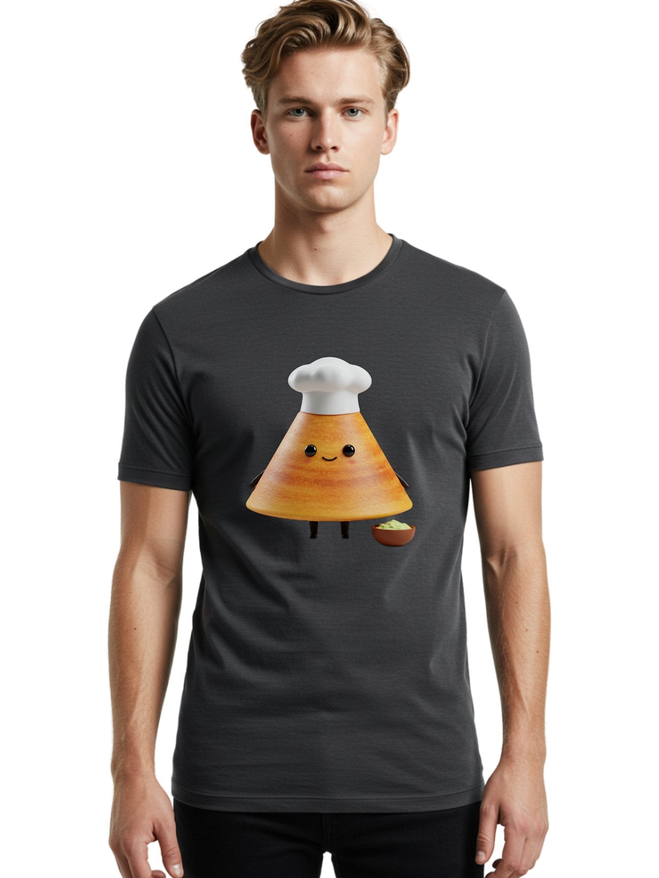 Chef-Cone Men'S Graphic Tee, 100% Cotton, Comfortable Casual Summer Wear, Machine Washable, Cartoon Character, Chef Hat, Cooking, Food, Sauce, Condiment, Kitchen, Culinary, Recipe, Cartoon Mascot, Anthropomorphic, 3D Illustration Baa288 25