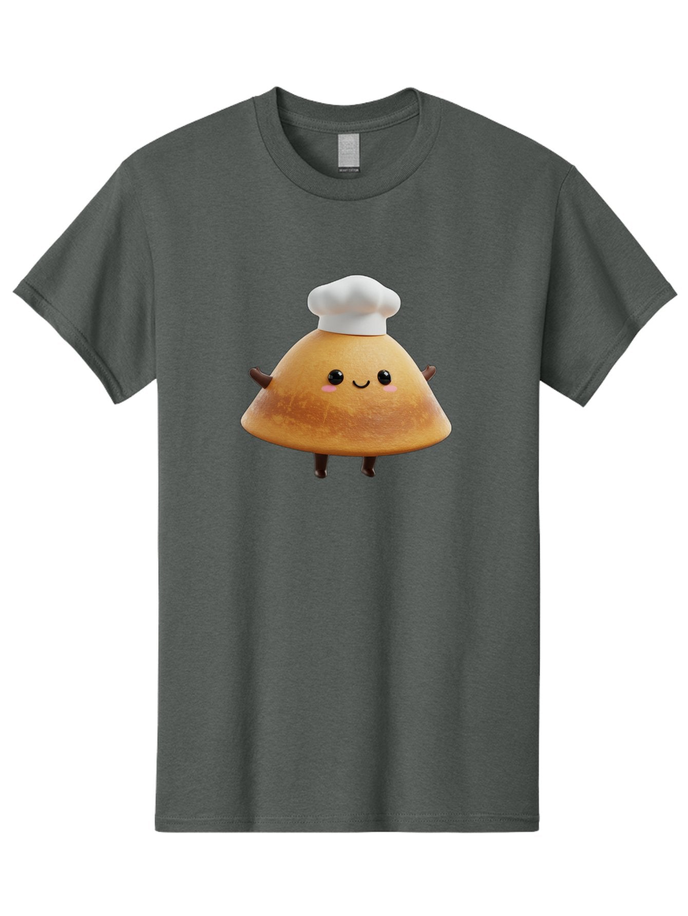 Chef-Hat-Mushroom Men'S Graphic Tee, 100% Cotton, Comfortable Casual Summer Wear, Machine Washable, Croissant Character, Chef Hat, Happy Face, Pink Blush, Smiling Mouth, Cute Pastry, Bakery Illustration, Cartoon Food, Animated Treat, Baa290 5