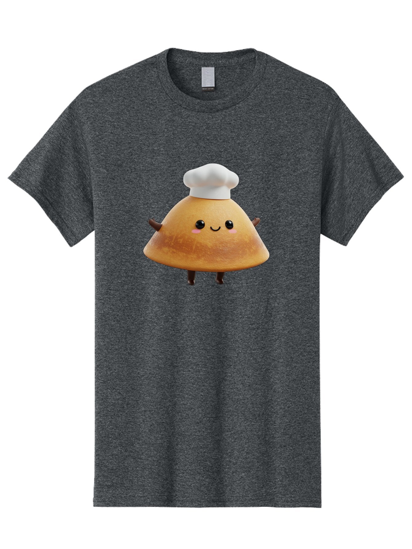 Chef-Hat-Mushroom Men'S Graphic Tee, 100% Cotton, Comfortable Casual Summer Wear, Machine Washable, Croissant Character, Chef Hat, Happy Face, Pink Blush, Smiling Mouth, Cute Pastry, Bakery Illustration, Cartoon Food, Animated Treat, Baa290
