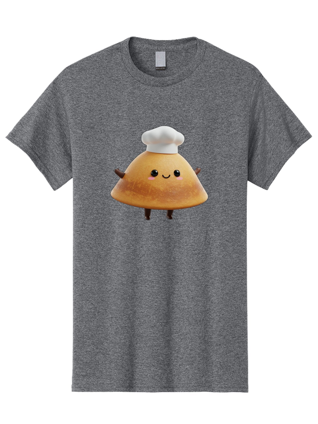 Chef-Hat-Mushroom Men'S Graphic Tee, 100% Cotton, Comfortable Casual Summer Wear, Machine Washable, Croissant Character, Chef Hat, Happy Face, Pink Blush, Smiling Mouth, Cute Pastry, Bakery Illustration, Cartoon Food, Animated Treat, Baa290 6
