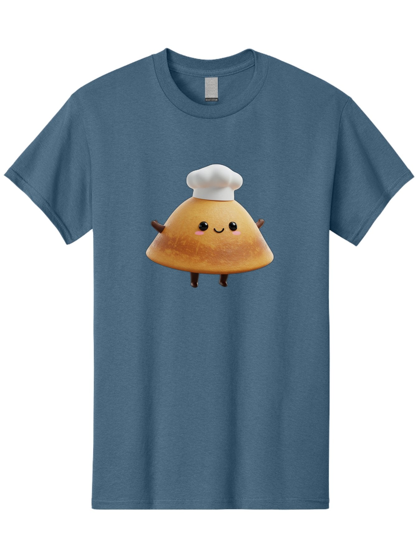 Chef-Hat-Mushroom Men'S Graphic Tee, 100% Cotton, Comfortable Casual Summer Wear, Machine Washable, Croissant Character, Chef Hat, Happy Face, Pink Blush, Smiling Mouth, Cute Pastry, Bakery Illustration, Cartoon Food, Animated Treat, Baa290 3
