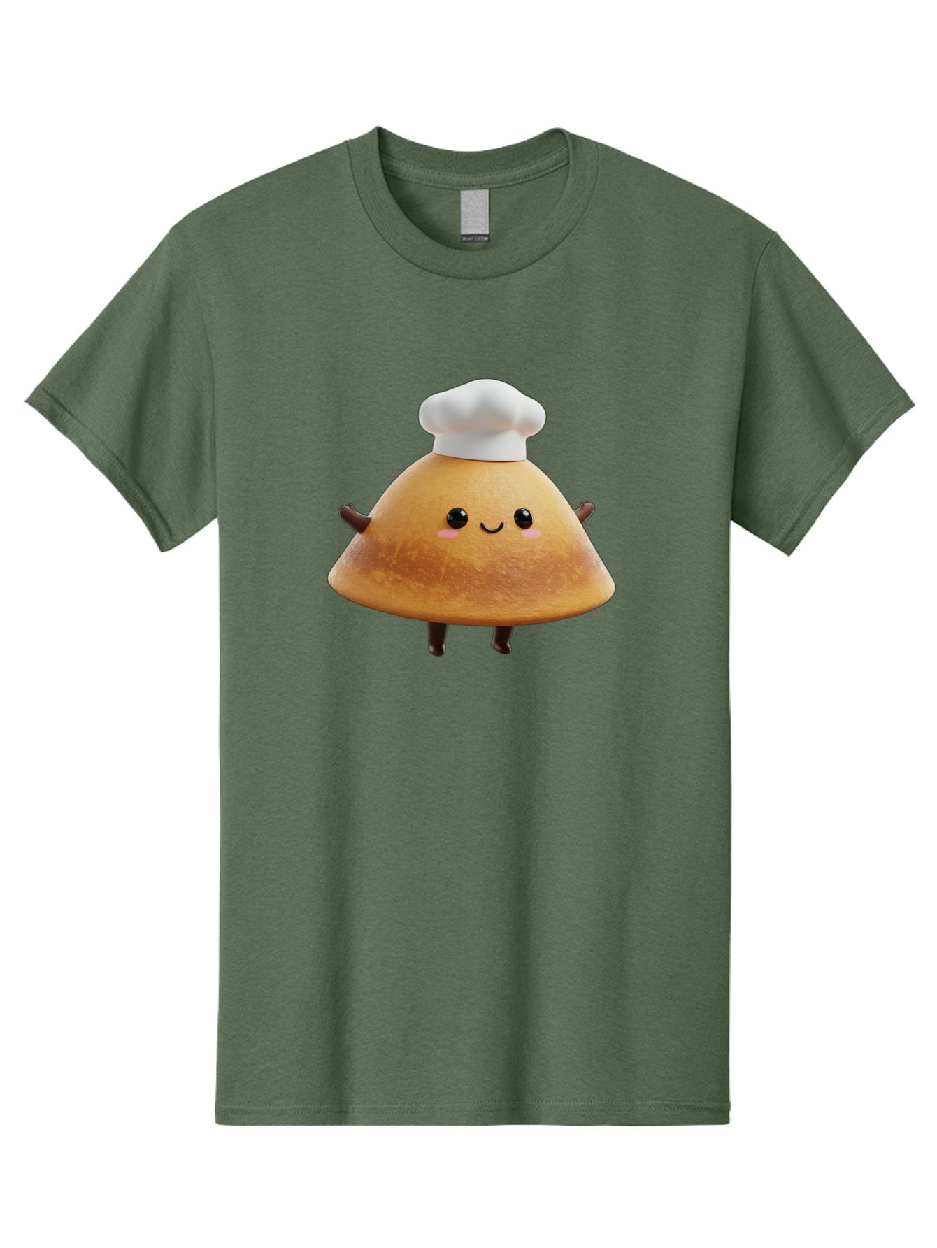 Chef-Hat-Mushroom Men'S Graphic Tee, 100% Cotton, Comfortable Casual Summer Wear, Machine Washable, Croissant Character, Chef Hat, Happy Face, Pink Blush, Smiling Mouth, Cute Pastry, Bakery Illustration, Cartoon Food, Animated Treat, Baa290 15