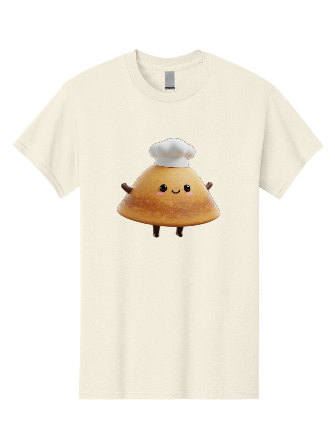 Chef-Hat-Mushroom Men'S Graphic Tee, 100% Cotton, Comfortable Casual Summer Wear, Machine Washable, Croissant Character, Chef Hat, Happy Face, Pink Blush, Smiling Mouth, Cute Pastry, Bakery Illustration, Cartoon Food, Animated Treat, Baa290 12