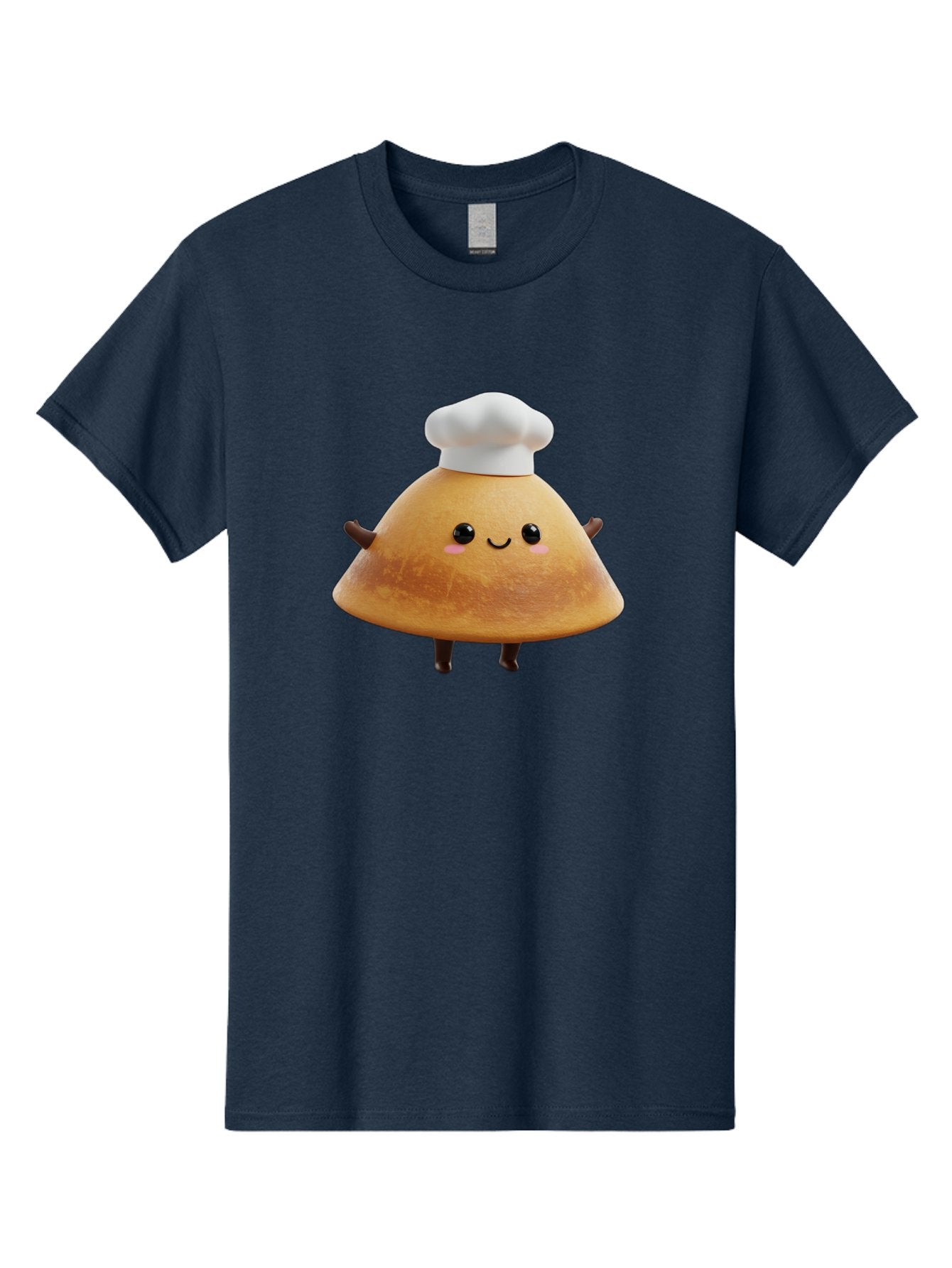 Chef-Hat-Mushroom Men'S Graphic Tee, 100% Cotton, Comfortable Casual Summer Wear, Machine Washable, Croissant Character, Chef Hat, Happy Face, Pink Blush, Smiling Mouth, Cute Pastry, Bakery Illustration, Cartoon Food, Animated Treat, Baa290 11