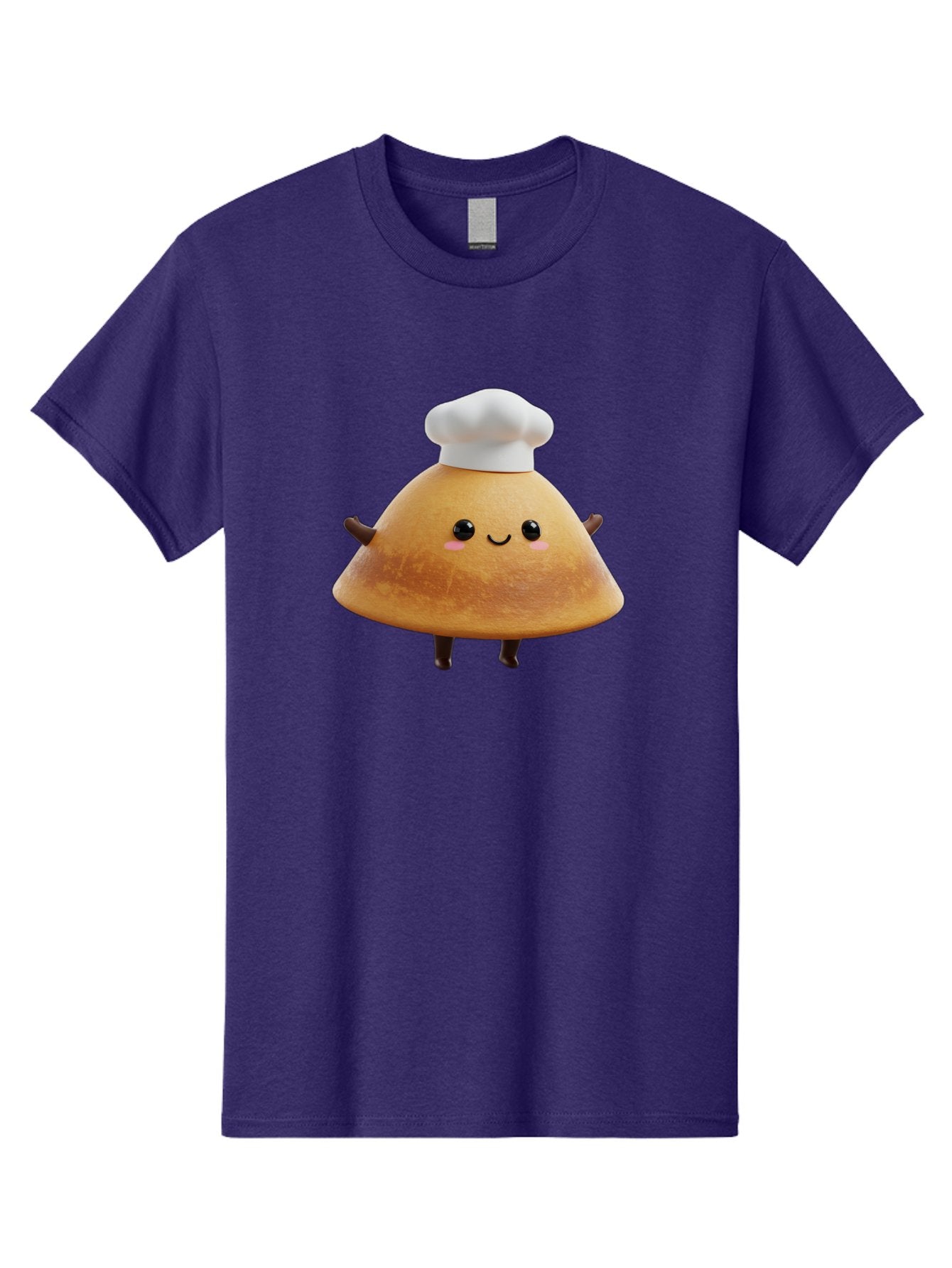 Chef-Hat-Mushroom Men'S Graphic Tee, 100% Cotton, Comfortable Casual Summer Wear, Machine Washable, Croissant Character, Chef Hat, Happy Face, Pink Blush, Smiling Mouth, Cute Pastry, Bakery Illustration, Cartoon Food, Animated Treat, Baa290 10
